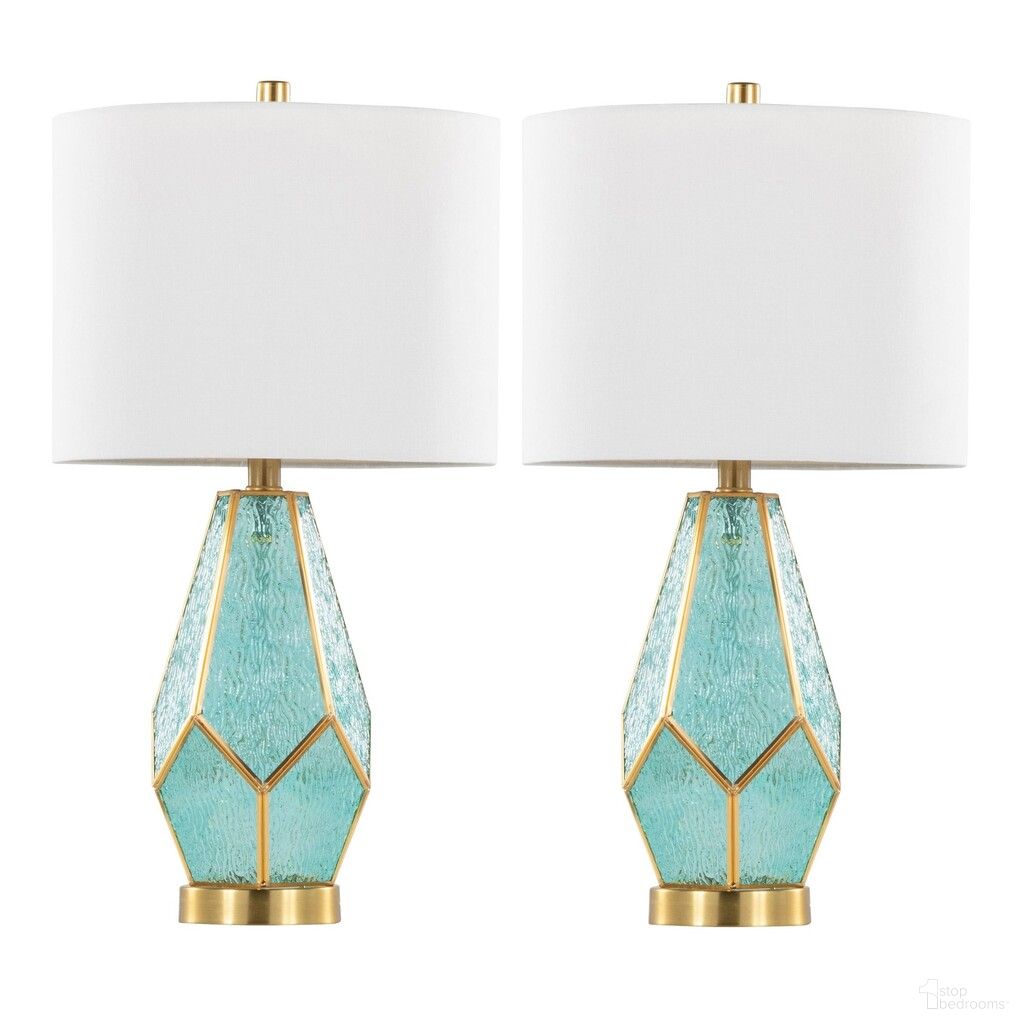 The appearance of Geo Rain Glass 25 Inch Table Lamp Set of 2 In Turquoise and White designed by Lumisource in the modern / contemporary interior design. This turquoise and white piece of furniture was selected by 1StopBedrooms from Geo Collection to add a touch of cosiness and style into your home. Sku: GT25-GEOTX AUTQW2. Material: Glass.