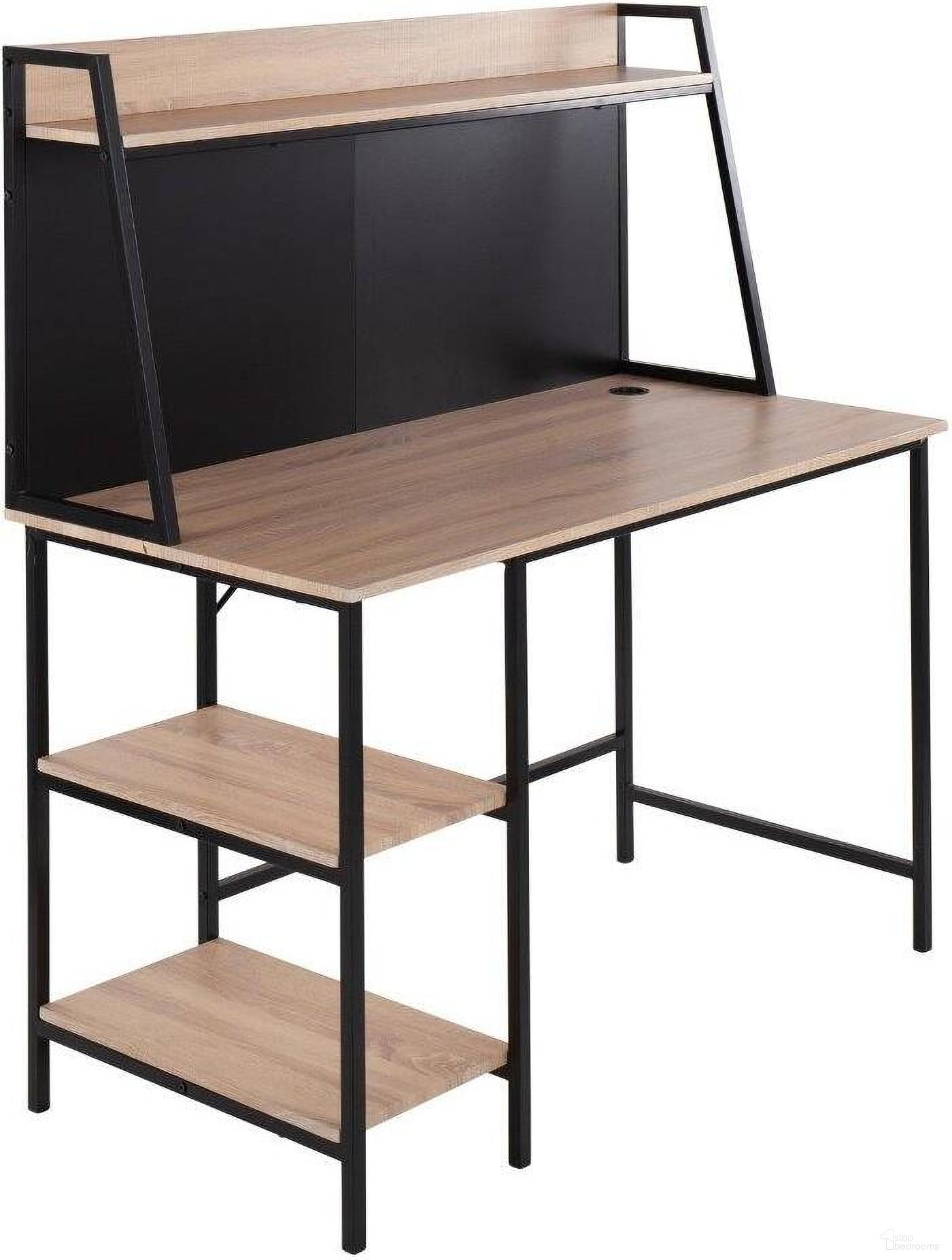 The appearance of Geo Shelf Desk in Black Steel and Natural Wood designed by Lumisource in the modern / contemporary interior design. This natural piece of furniture was selected by 1StopBedrooms from Geo Collection to add a touch of cosiness and style into your home. Sku: OFD-GEOSHF BKNA. Material: MDF.