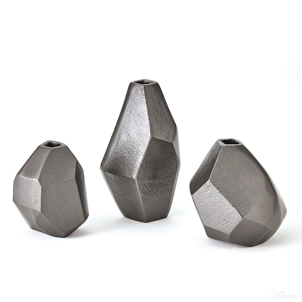 Geo Vases Nickel Set of 3 In Black