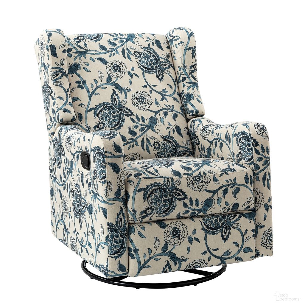 George Manual Swivel Glider Recliner In Blue