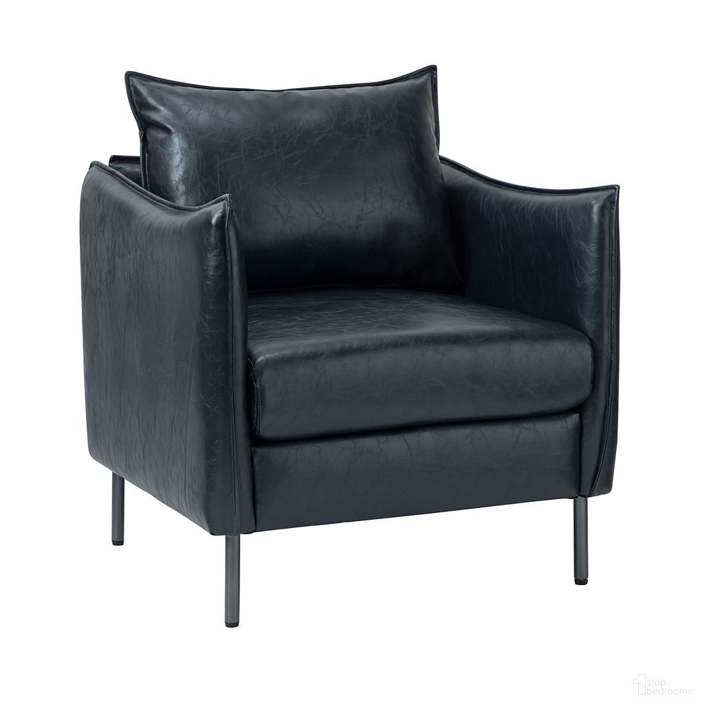 Georges Vegan Leather Armchair In Navy