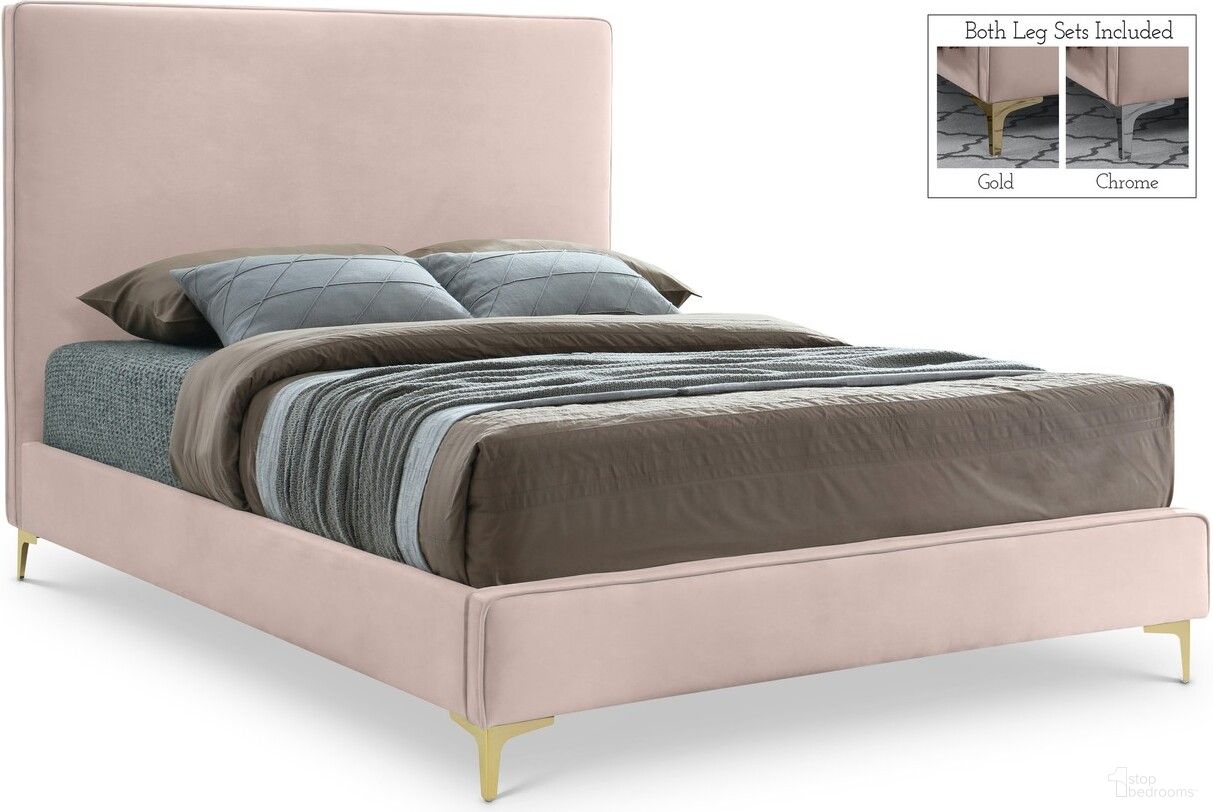 Geri Velvet Full Bed In Pink