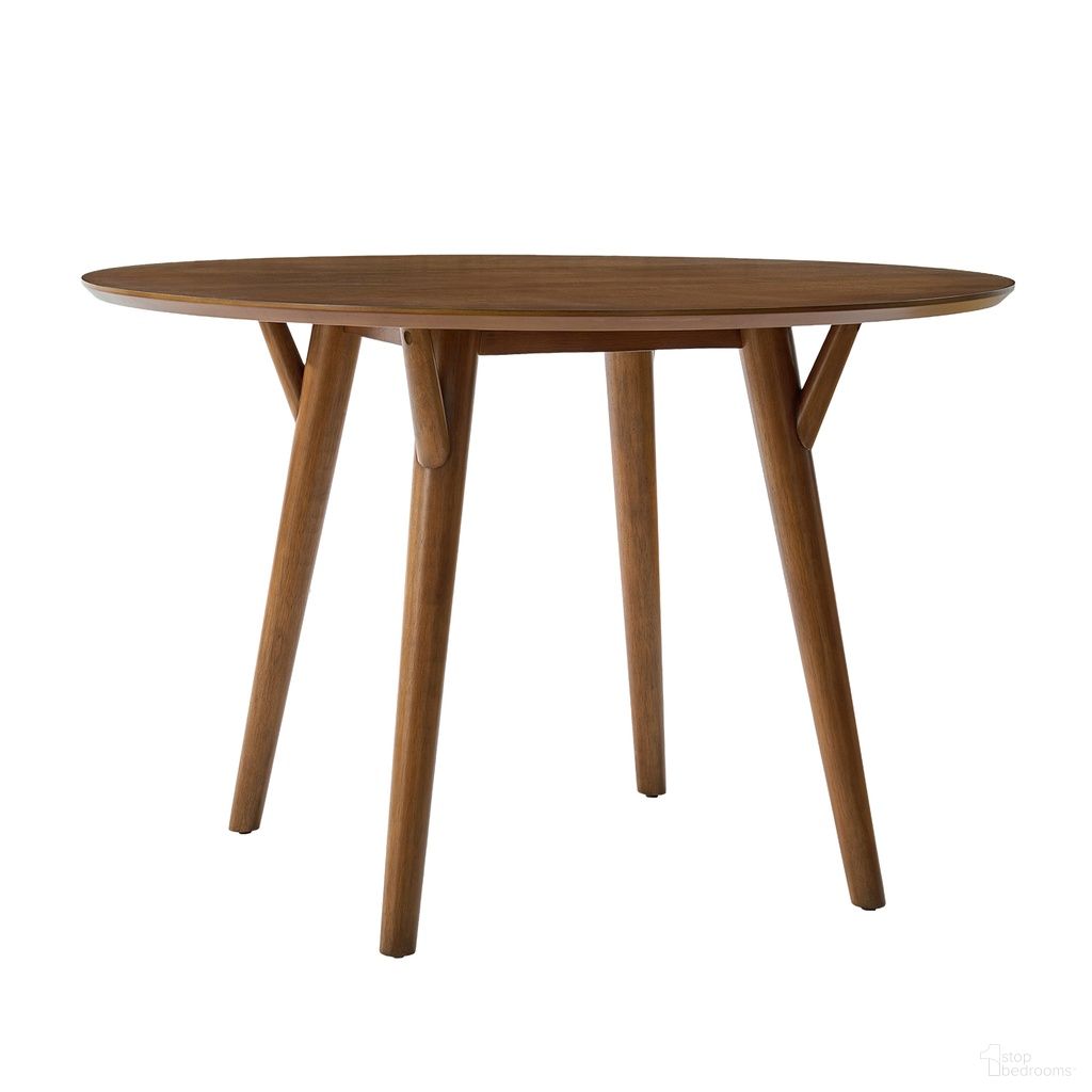 The appearance of Germa Dining Table In Walnut designed by Karat Home in the modern / contemporary interior design. This walnut piece of furniture  was selected by 1StopBedrooms from Germa Collection to add a touch of cosiness and style into your home. Sku: DTTL1438-WAL. Table Base Style: Legs. Table Top Shape: Round. Material: Engineered Wood. Size: 45".