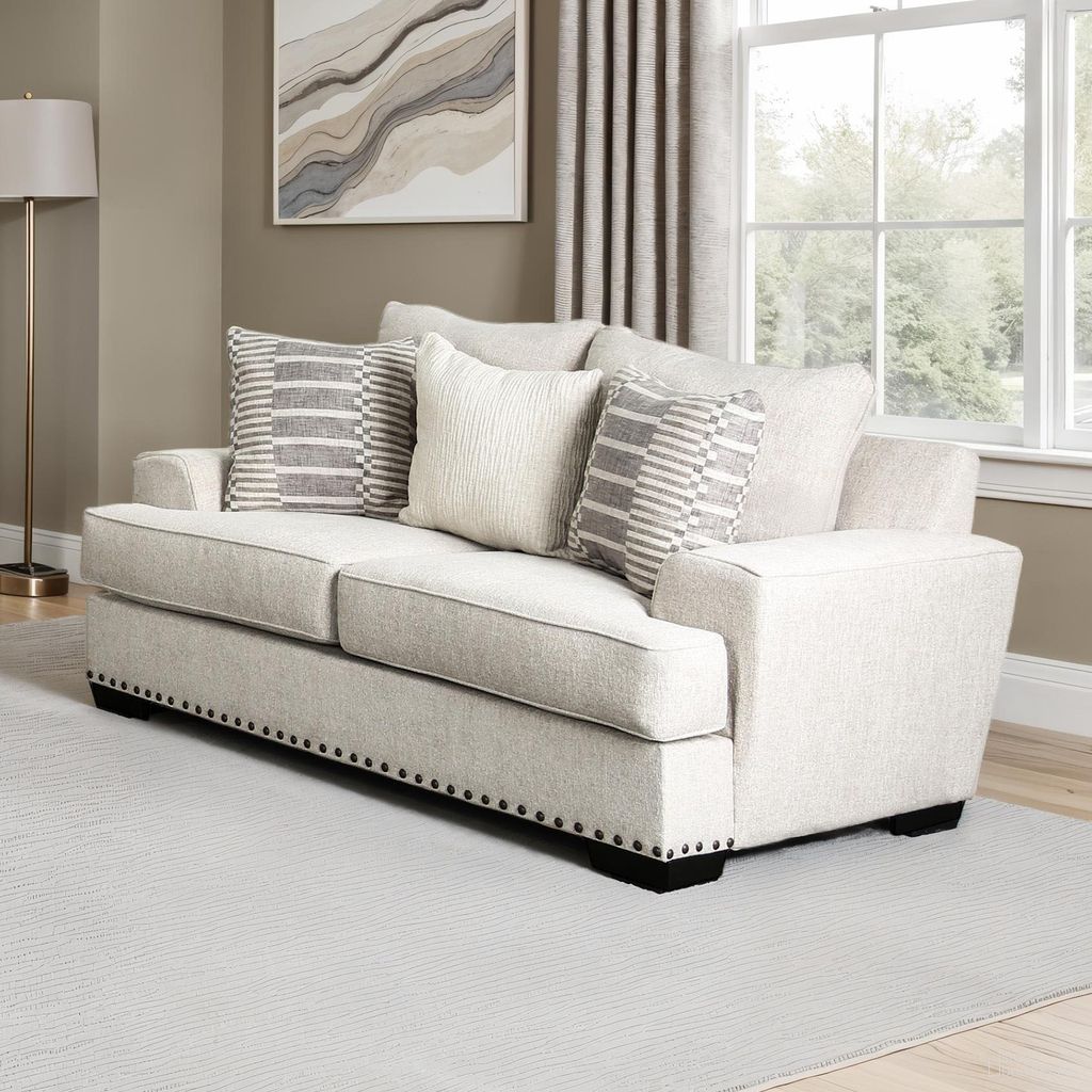 The appearance of Gervais Loveseat In Taupe designed by Furniture of America in the transitional interior design. This taupe piece of furniture  was selected by 1StopBedrooms from Gervais Collection to add a touch of cosiness and style into your home. Sku: SM1253-LV. Material: Fabric.