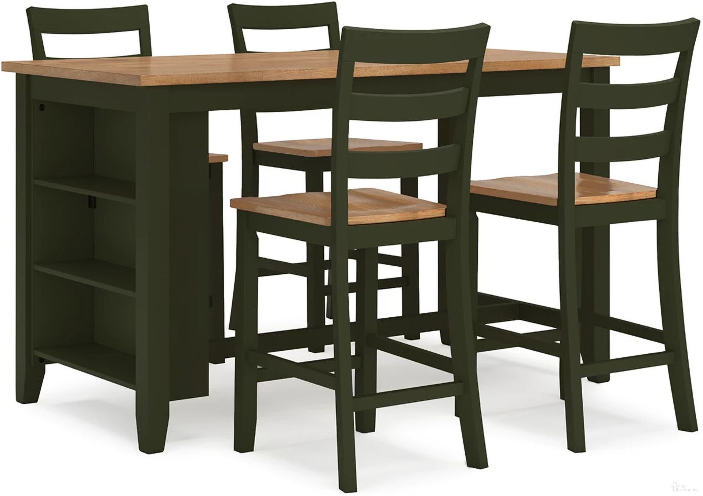 Gesthaven Counter Height Dining Room Set In Natural and Green by Ashley ...