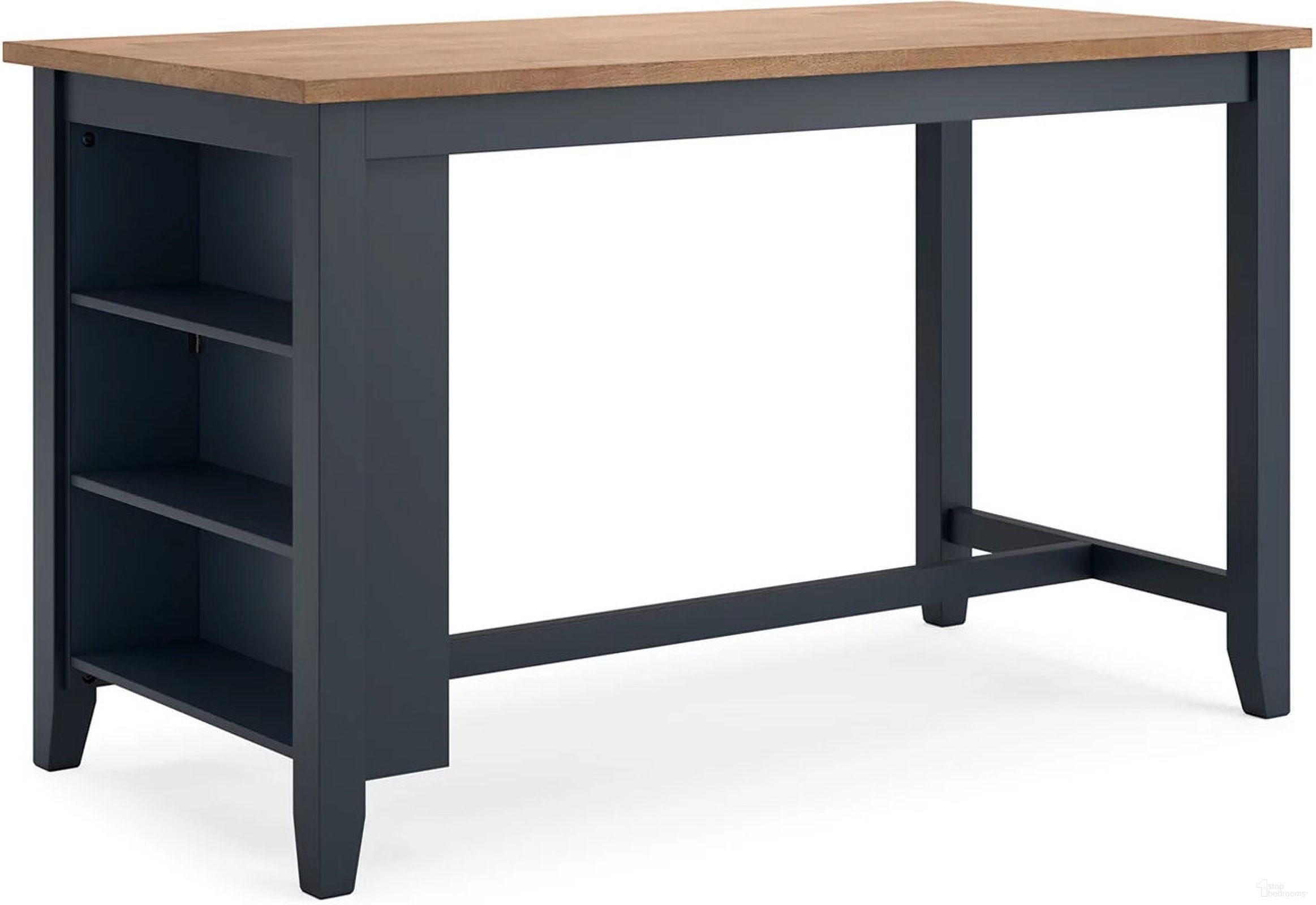 The appearance of Gesthaven Counter Height Dining Table In Natural and Blue designed by Signature Design by Ashley in the transitional interior design. This natural and blue piece of furniture was selected by 1StopBedrooms from Gesthaven Collection to add a touch of cosiness and style into your home. Sku: D399-13. Table Base Style: Trestle. Material: Wood. Table Top Shape: Rectangular. Size: 30" x 60".
