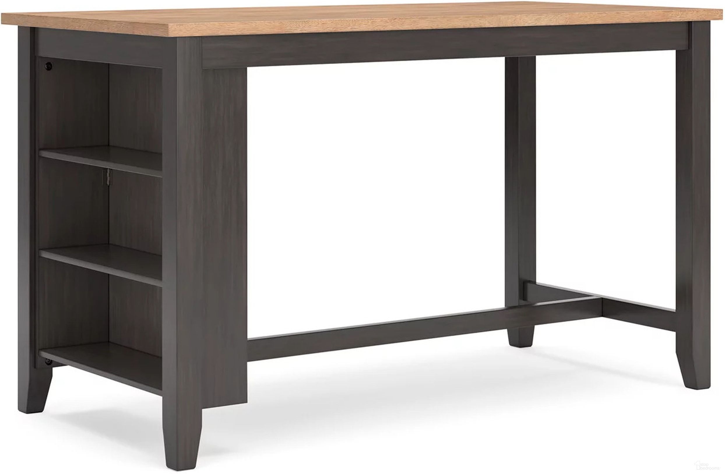 The appearance of Gesthaven Counter Height Dining Table In Natural and Brown designed by Signature Design by Ashley in the transitional interior design. This natural and brown piece of furniture was selected by 1StopBedrooms from Gesthaven Collection to add a touch of cosiness and style into your home. Sku: D396-13. Table Base Style: Trestle. Material: Wood. Table Top Shape: Rectangular. Size: 30" x 60".