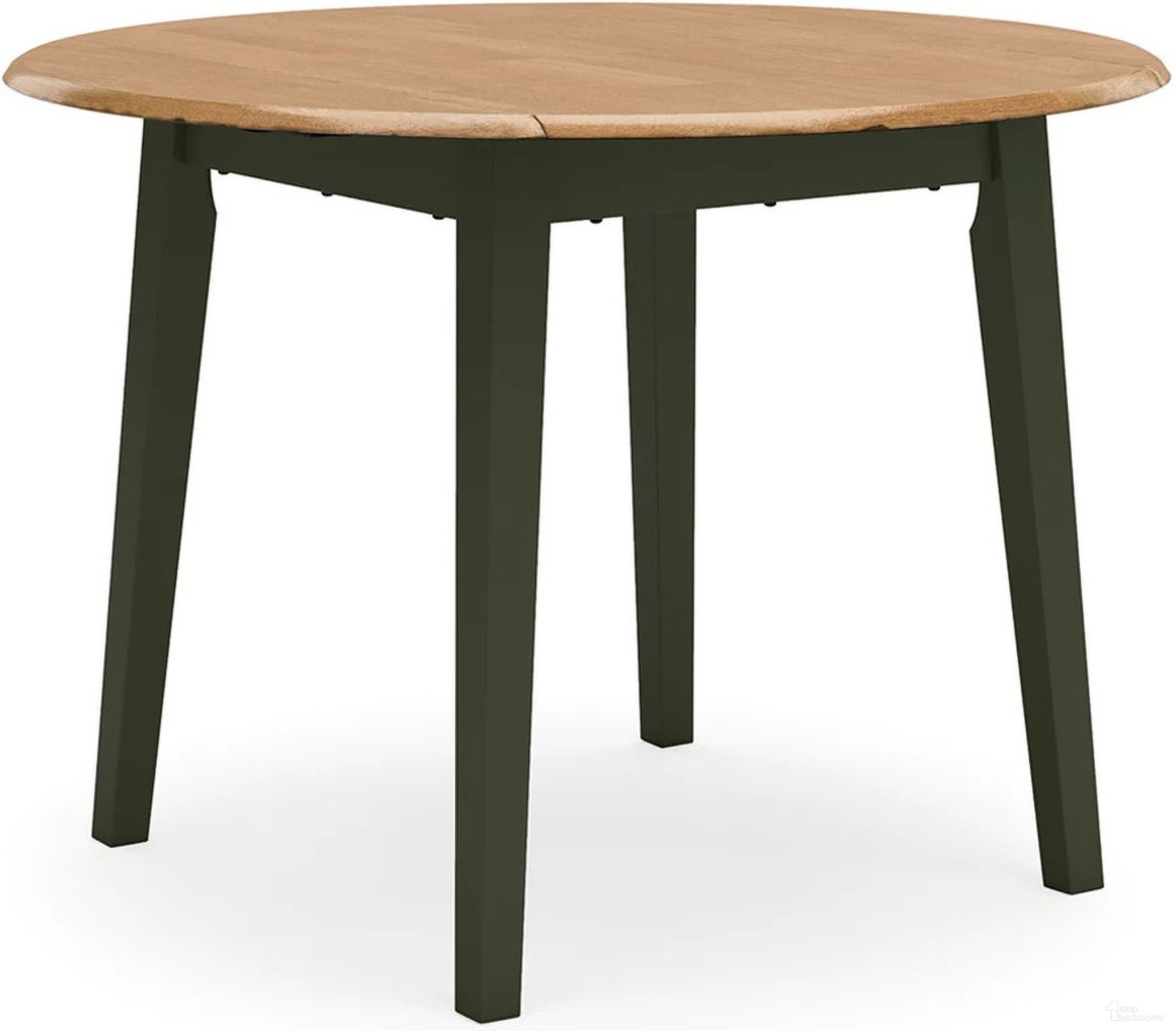 The appearance of Gesthaven Dining Drop Leaf Table In Natural and Green designed by Signature Design by Ashley in the transitional interior design. This natural and green piece of furniture was selected by 1StopBedrooms from Gesthaven Collection to add a touch of cosiness and style into your home. Sku: D401-15. Table Base Style: Legs. Table Top Shape: Round. Material: Wood. Size: 42".