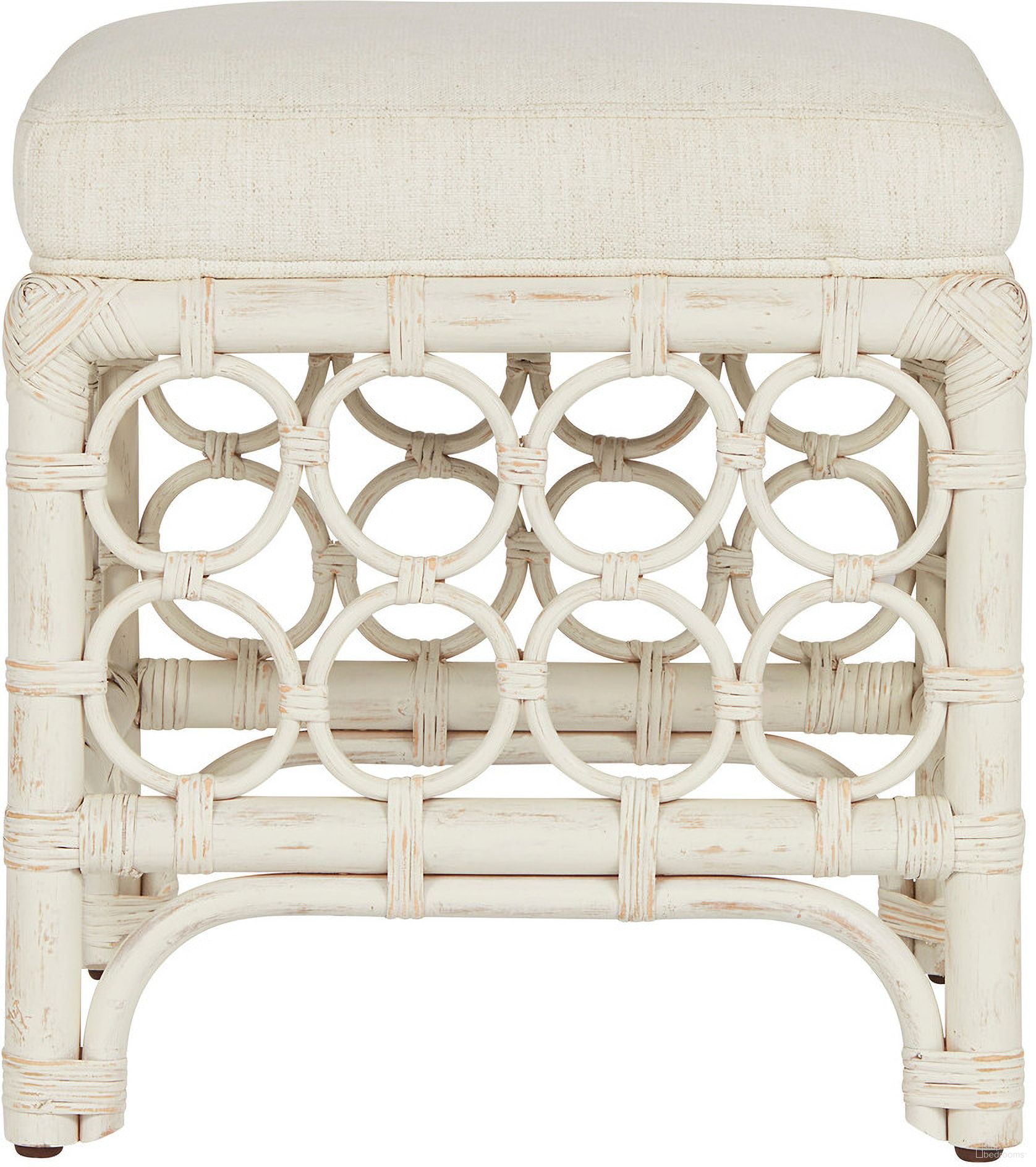 The appearance of Getaway Egret Rattan Stool designed by Universal in the transitional interior design. This egret piece of furniture  was selected by 1StopBedrooms from Getaway Collection to add a touch of cosiness and style into your home. Sku: U033D830. Material: Fabric.