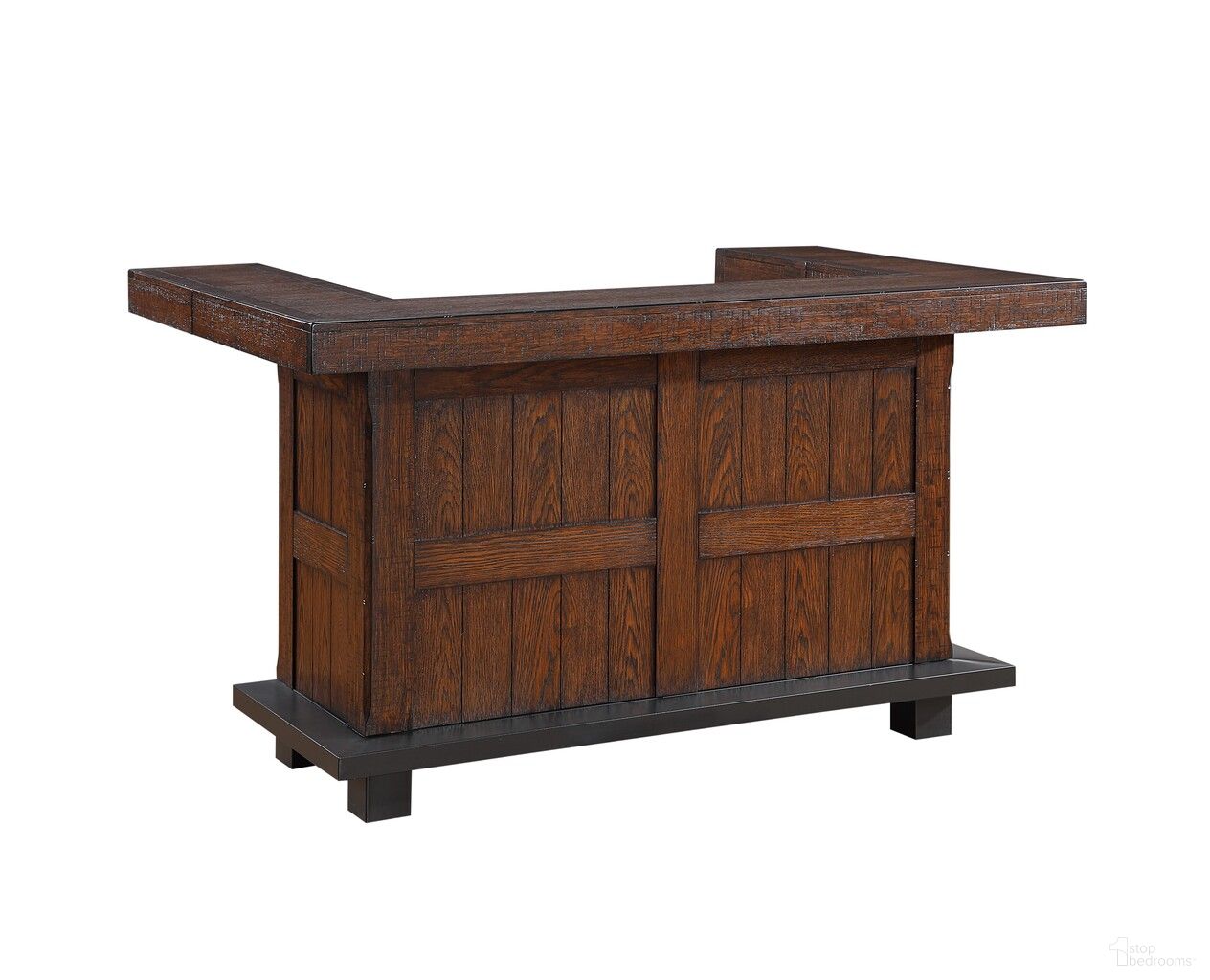The appearance of Gettysburg Complete 78 Inch Bar with Extendable Side Returns In Dark Distressed designed by ECI in the traditional interior design. This dark distressed piece of furniture was selected by 1StopBedrooms from Gettysburg Collection to add a touch of cosiness and style into your home. Sku: 1475-05-NVBT;1475-05-NVB. Material: Hardwood.