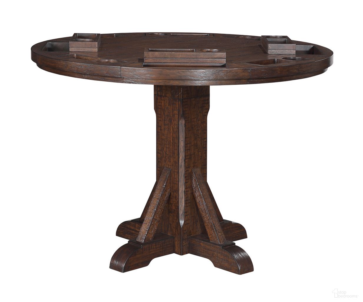 Gettysburg Complete Adjustable Game Table Top with Flip Over Chip Holders In Dark Distressed