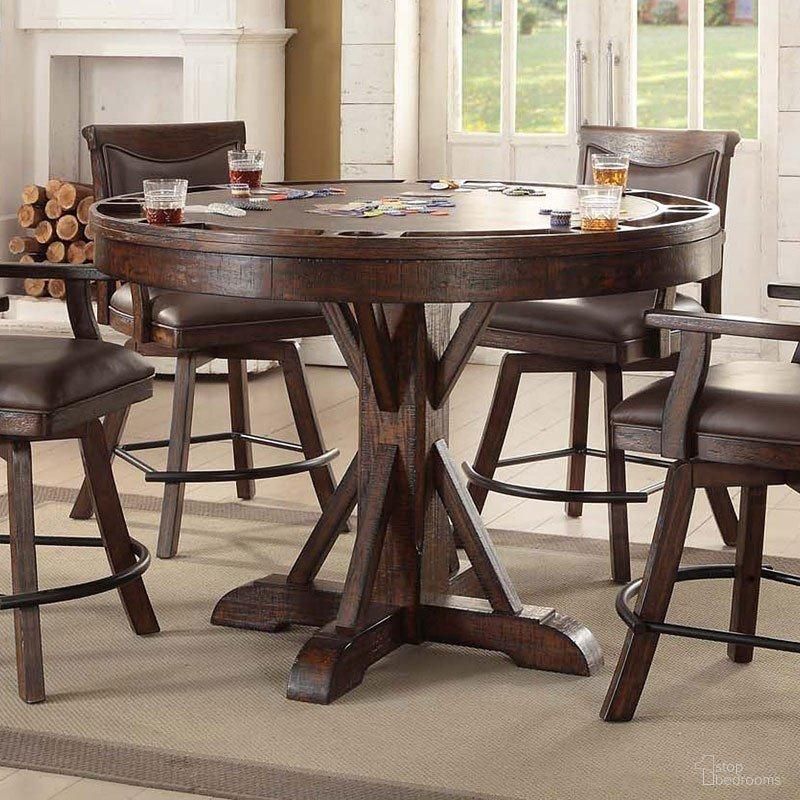 Gettysburg Dark Distressed Round Pub Game Table