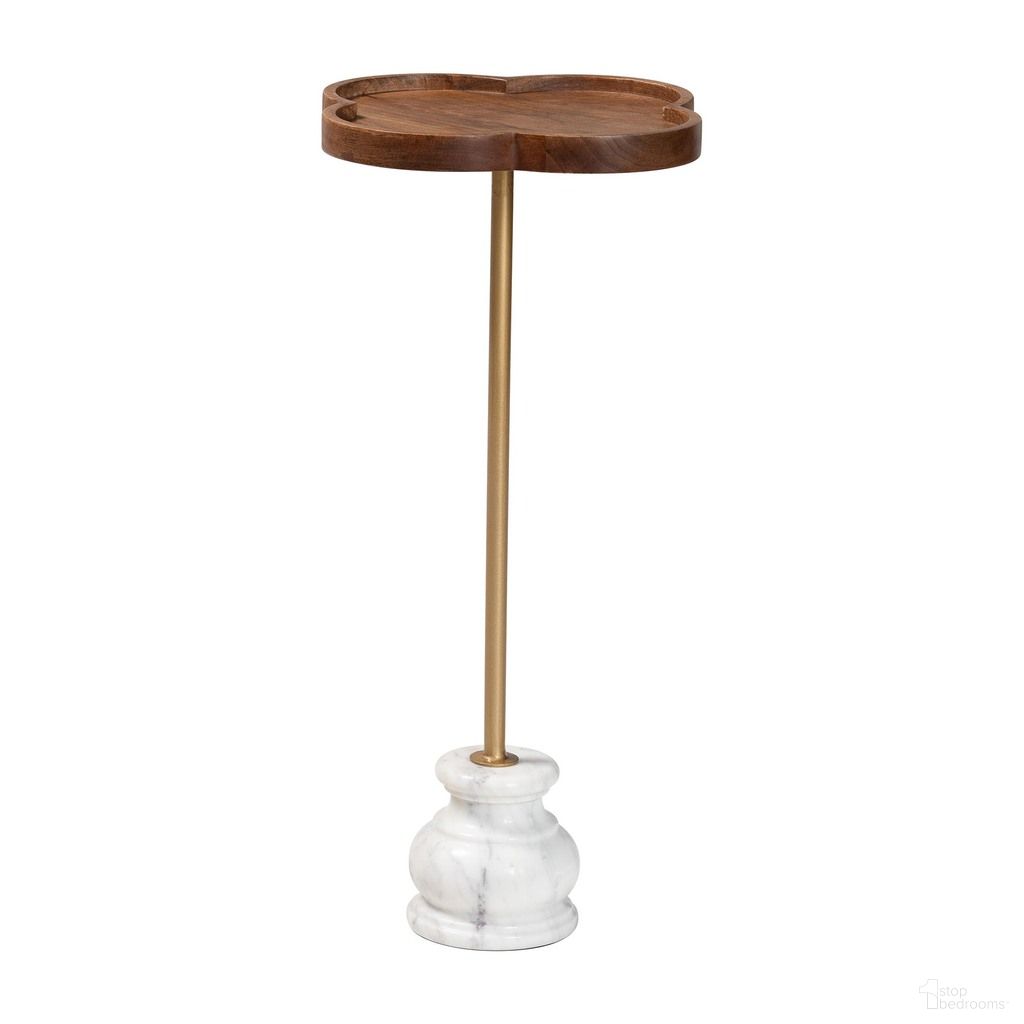 Gezana Drink Table with Marble Base In White and Gold