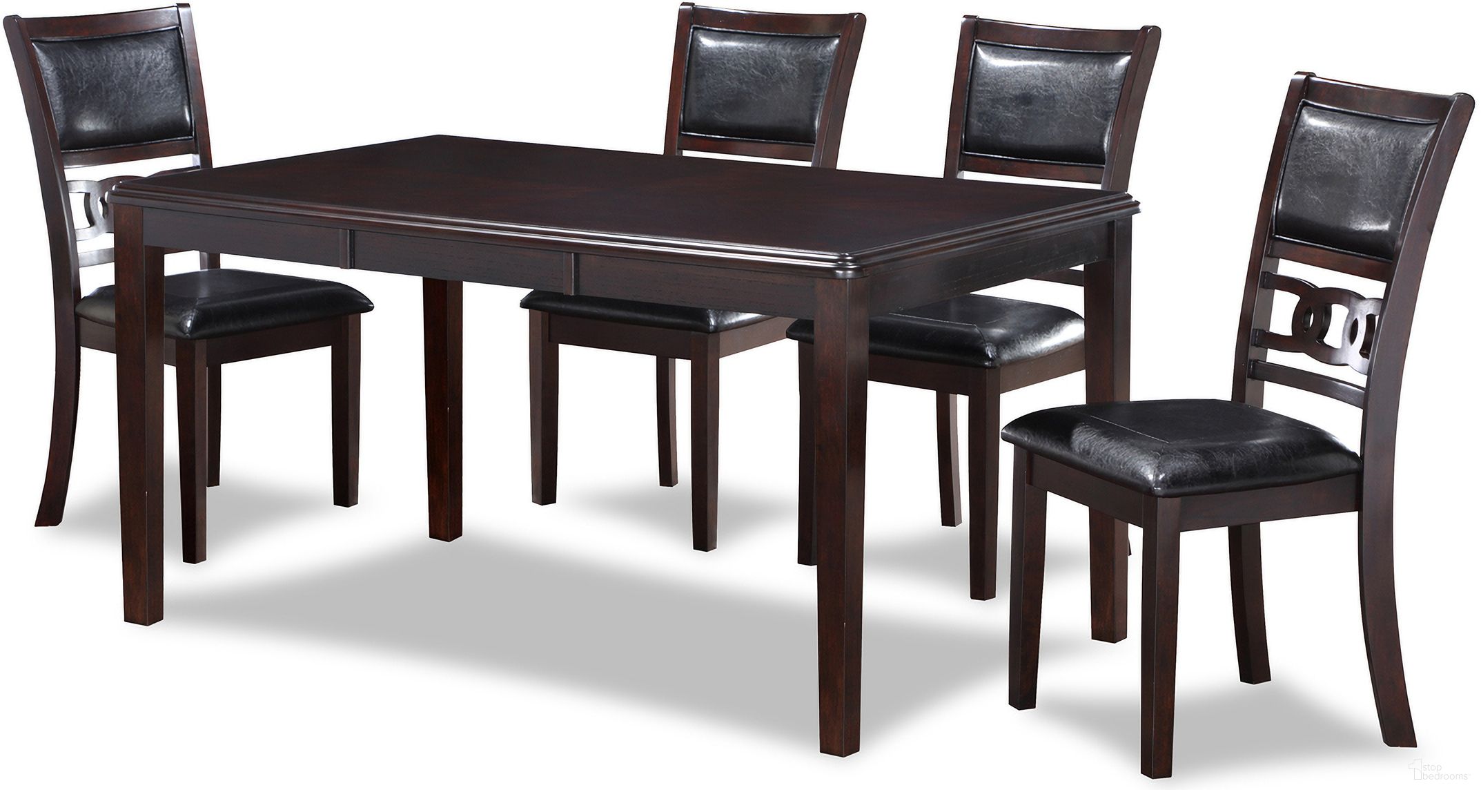 The appearance of Gia 5 Piece 60 Inch Dining Table and 4 Chairs In Ebony designed by New Classic in the transitional interior design. This ebony piece of furniture  was selected by 1StopBedrooms from Gia Collection to add a touch of cosiness and style into your home. Sku: D1701-160-EBY. Material: Wood.