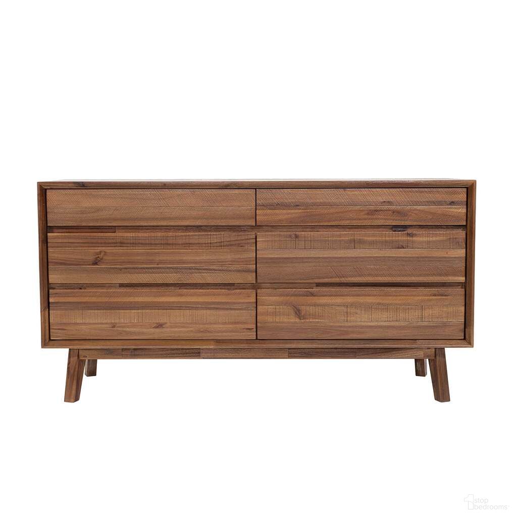 The appearance of Gia 6 Drawer Dresser In Warm Pecan designed by LH Imports in the modern / contemporary interior design. This warm pecan piece of furniture was selected by 1StopBedrooms from Gia Collection to add a touch of cosiness and style into your home. Sku: GIA006-BRN. Material: Acacia.