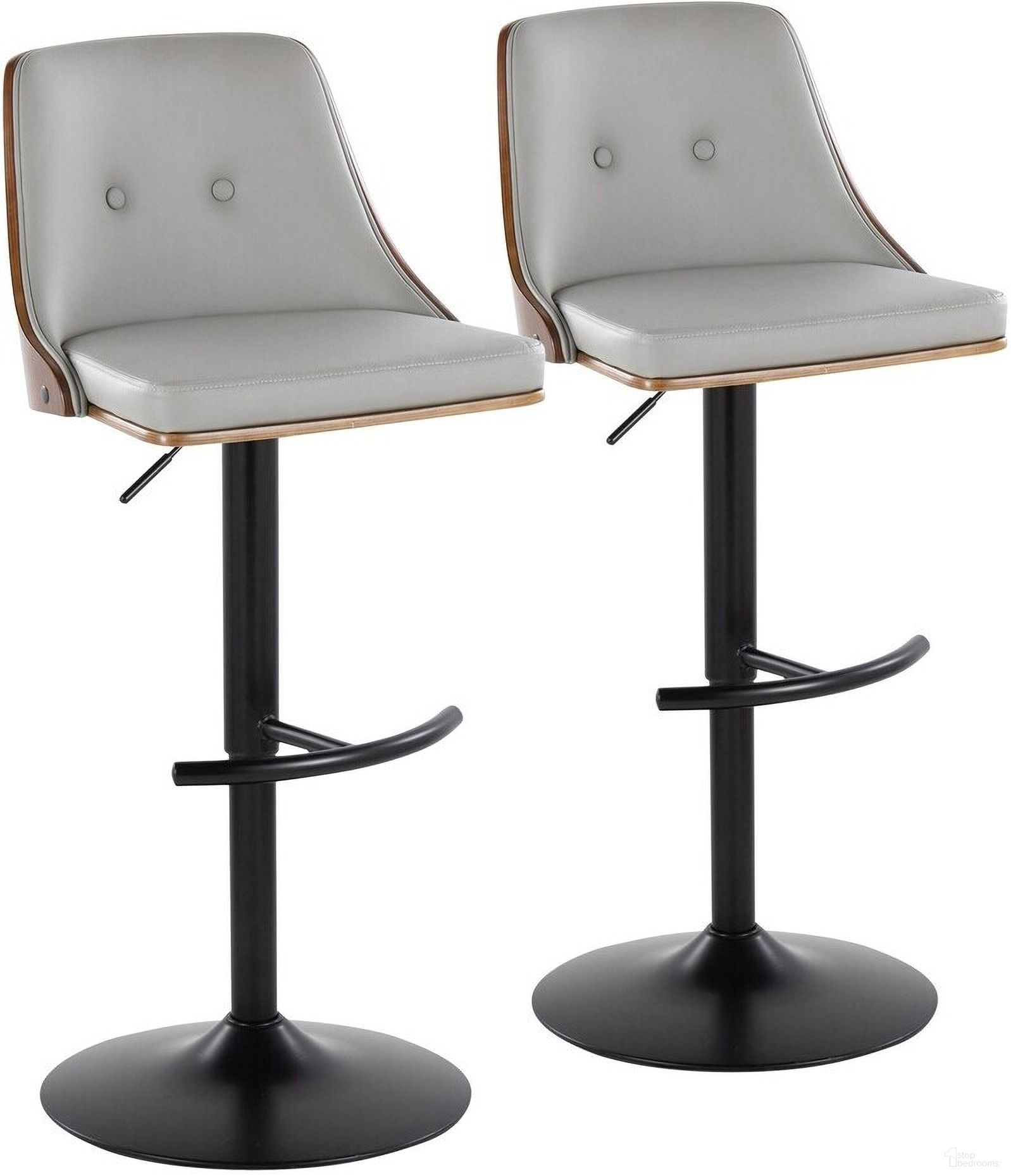 Gianna Adjustable Barstool Set of 2 In Black Walnut/Grey