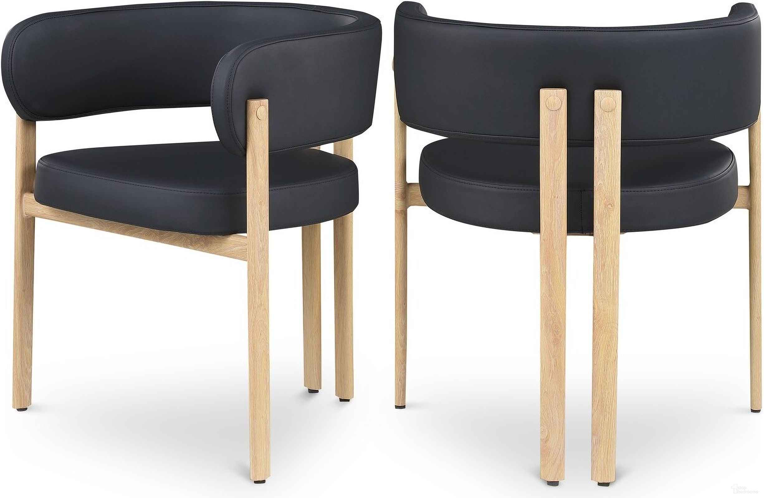 Gideon Vegan Leather Dining Chair Set of 2 In Black