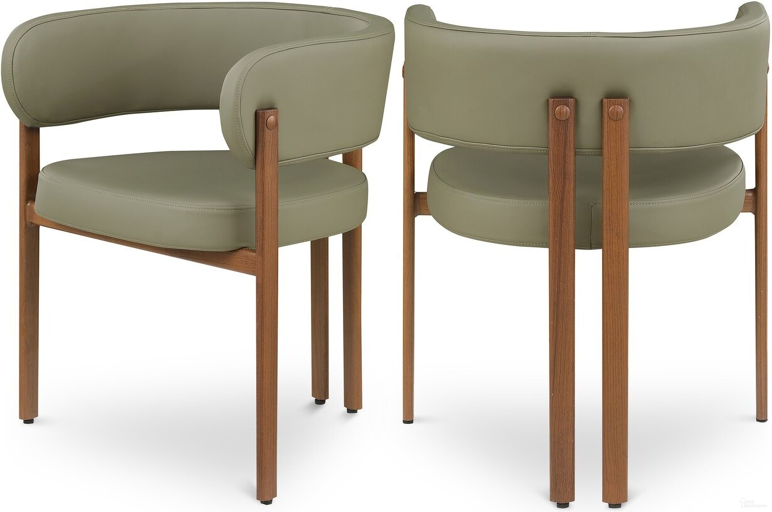 The appearance of Gideon Vegan Leather Dining Chair Set of 2 In Olive Green designed by Meridian in the modern / contemporary interior design. This olive green piece of furniture was selected by 1StopBedrooms from Gideon Collection to add a touch of cosiness and style into your home. Sku: 983Olive-C. Material: Iron. Chair Type: Arm Chair.