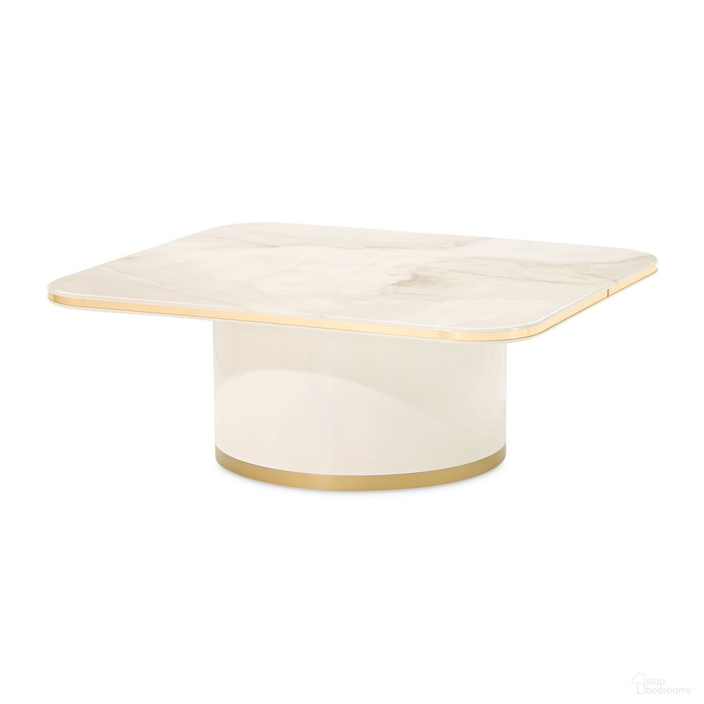 Gineverra Rectangular Cocktail Table In Ivory and Gold