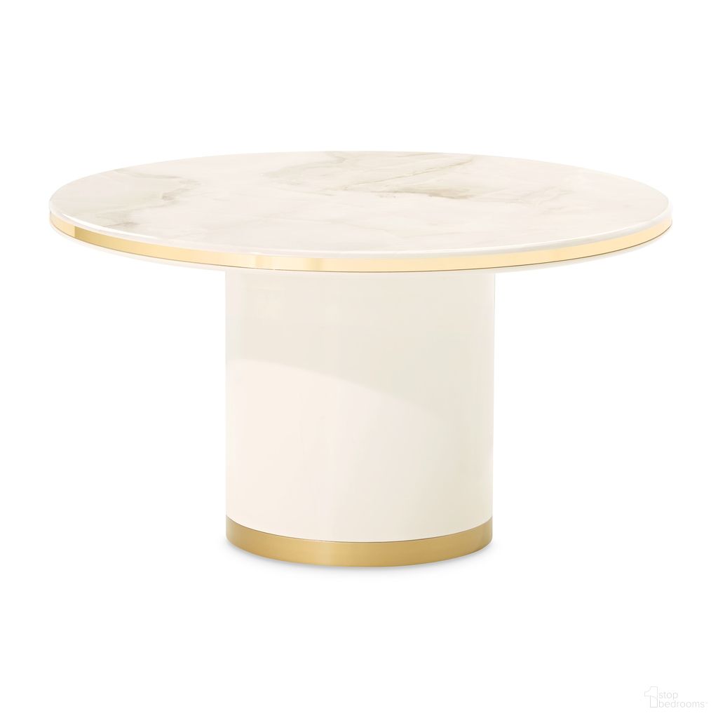 Gineverra Round Cocktail Table In Ivory Gold