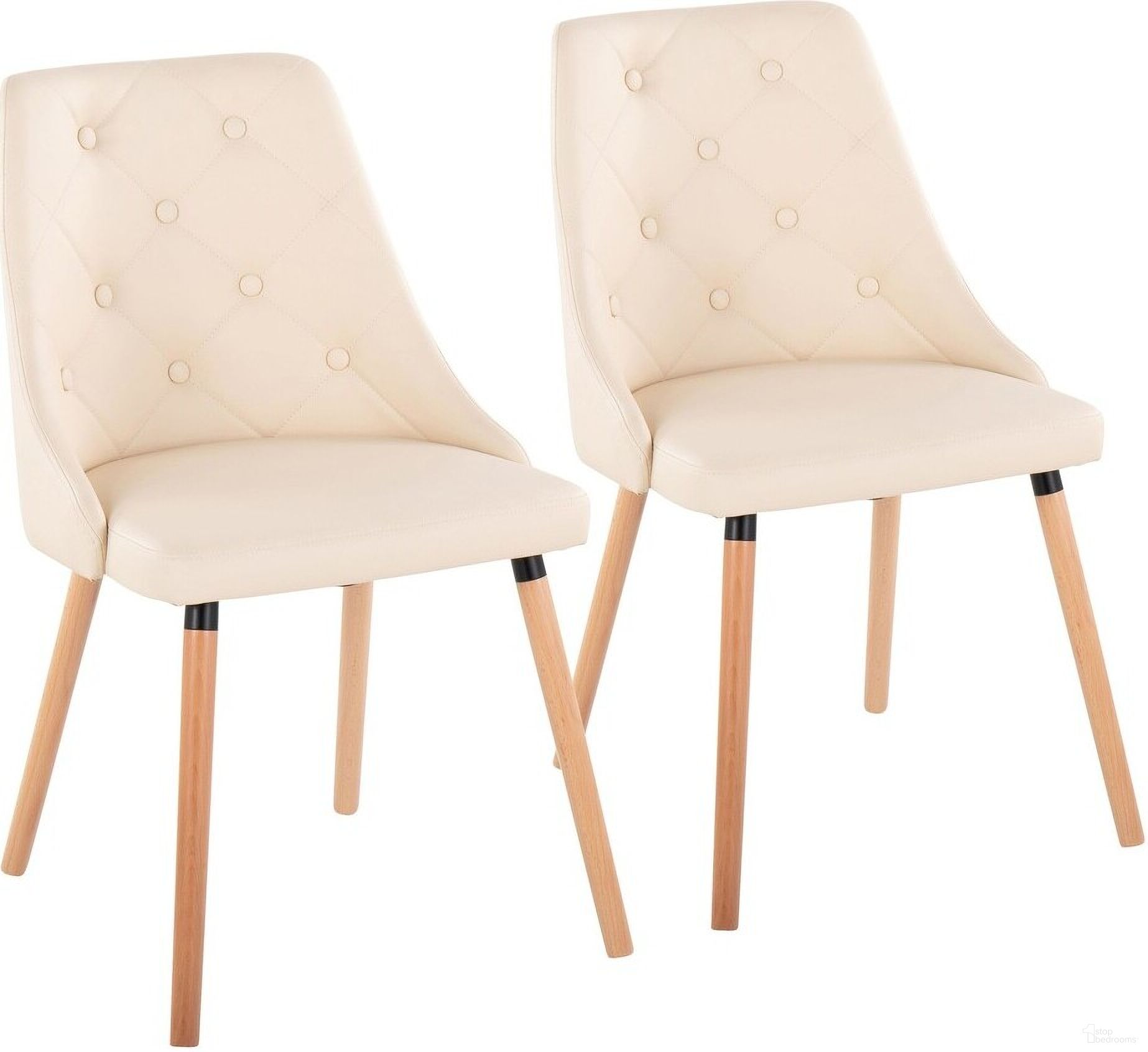Giovanni Chair Set of 2 In Cream/Wood