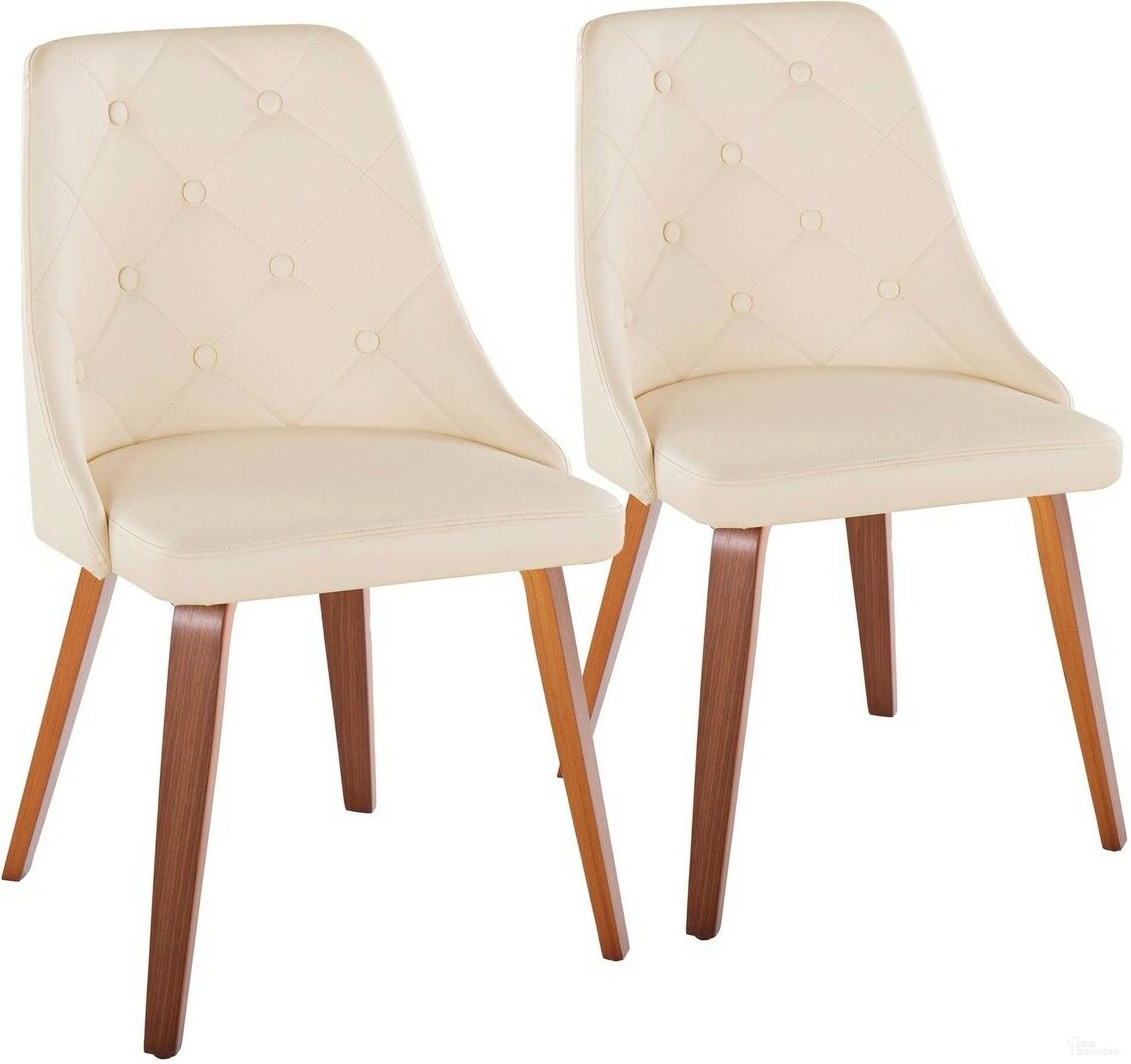 Giovanni Chair Set of 2 with Bent Legs In Walnut