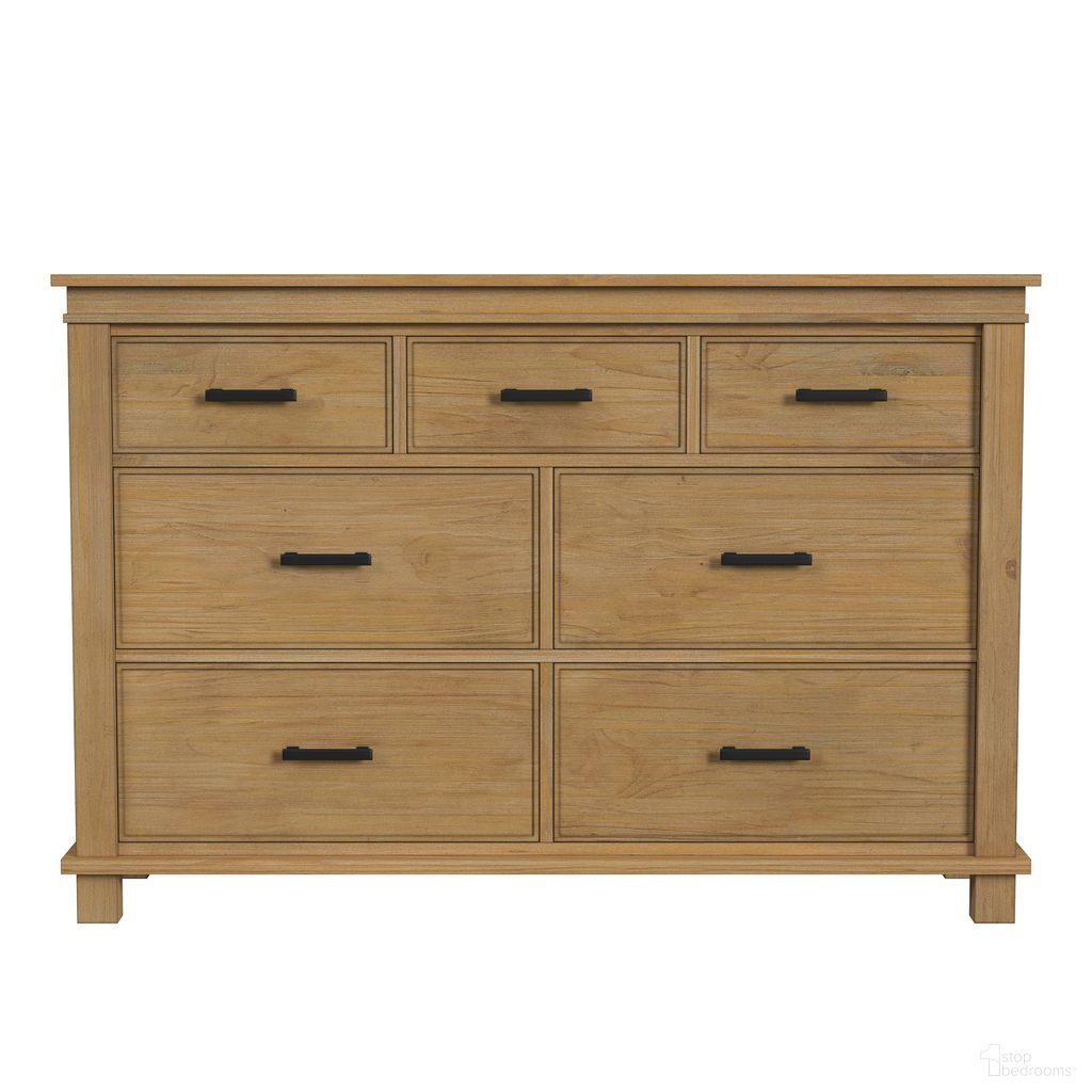 The appearance of Glacier Point Dresser In Golden Java designed by A-America in the transitional interior design. This java piece of furniture  was selected by 1StopBedrooms from Glacier Point Collection to add a touch of cosiness and style into your home. Sku: GLPGJ5500. Material: Solid Pine.