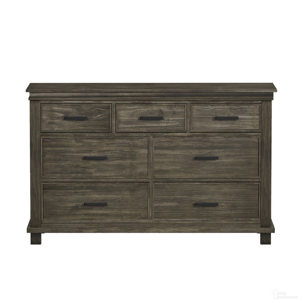 The appearance of Glacier Point Greystone Dresser designed by A-America in the transitional interior design. This brown piece of furniture was selected by 1StopBedrooms from Glacier Point Collection to add a touch of cosiness and style into your home. Sku: GLPGR5500. Material: Pine.