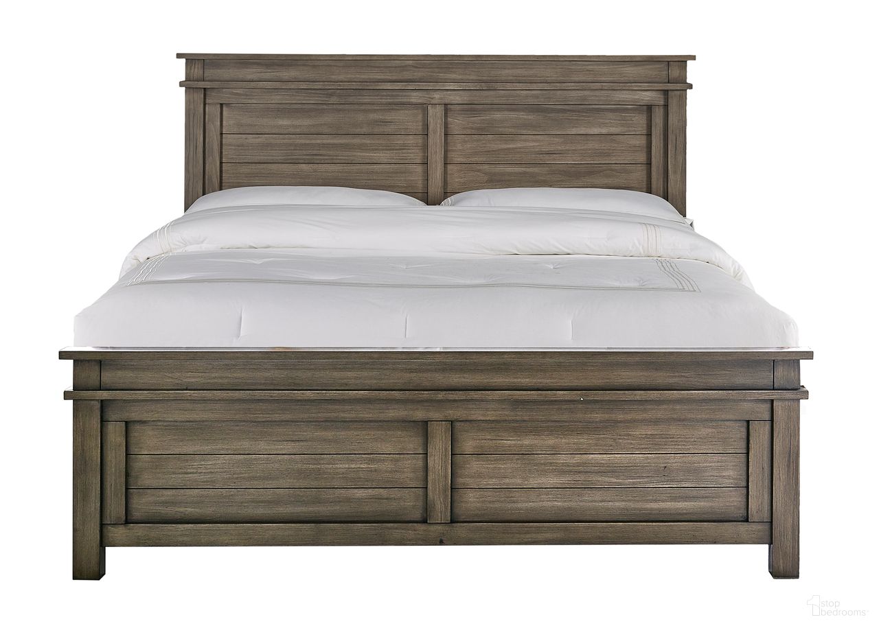 The appearance of Glacier Point Greystone King Panel Bed designed by A-America in the transitional interior design. This brown piece of furniture  was selected by 1StopBedrooms from Glacier Point Collection to add a touch of cosiness and style into your home. Sku: GLPGR513F;GLPGR513H;GLPGR513P;GLPGR503V. Bed Type: Panel Bed. Bed Size: King. Material: Pine.