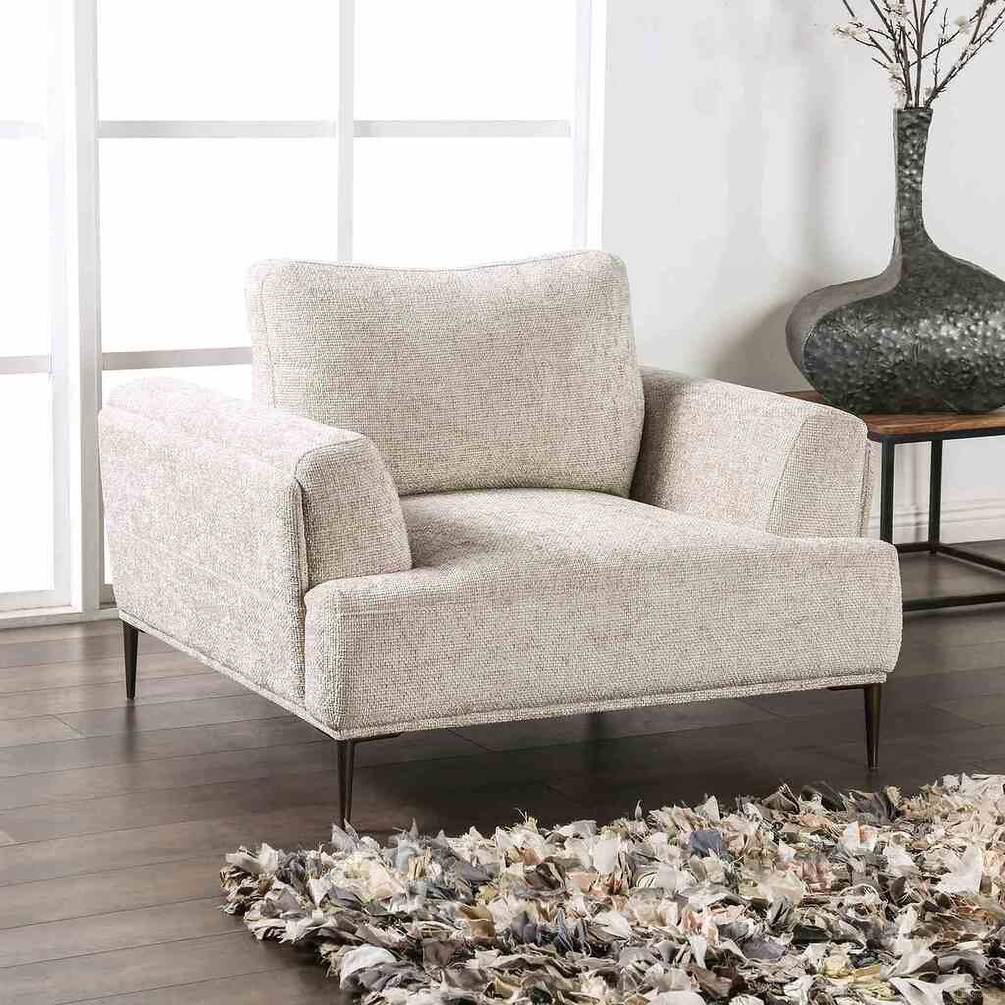 The appearance of Gladbach Chair In Light Brown designed by Furniture of America in the modern / contemporary interior design. This light brown piece of furniture was selected by 1StopBedrooms from Gladbach Collection to add a touch of cosiness and style into your home. Sku: FM63007LB-CH. Material: Chenille.