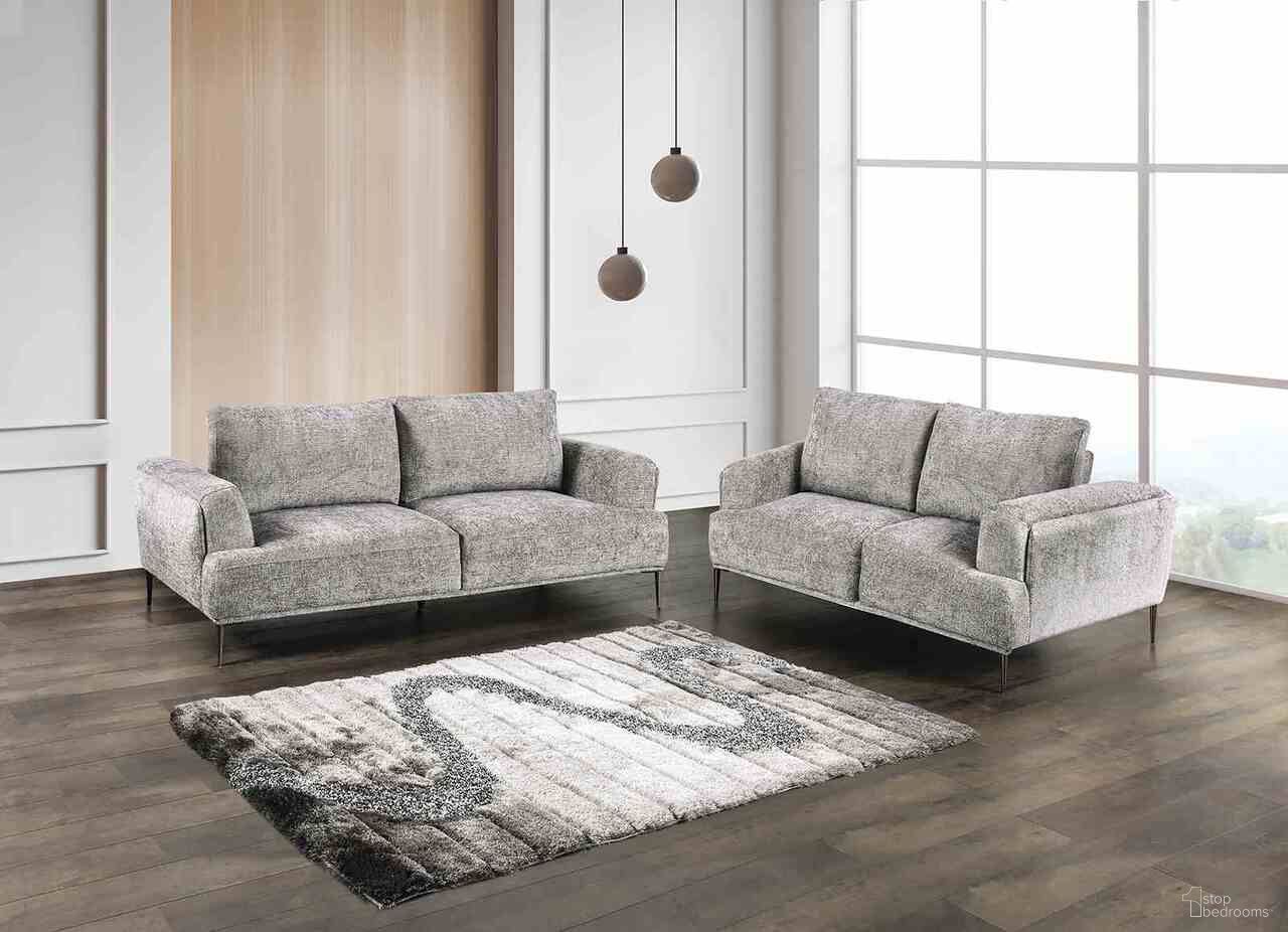 The appearance of Gladbach Living Room Set In Gray designed by Furniture of America in the modern / contemporary interior design. This gray piece of furniture was selected by 1StopBedrooms from Gladbach Collection to add a touch of cosiness and style into your home. Sku: FM63007GY-SF;FM63007GY-LV. Material: Chenille.