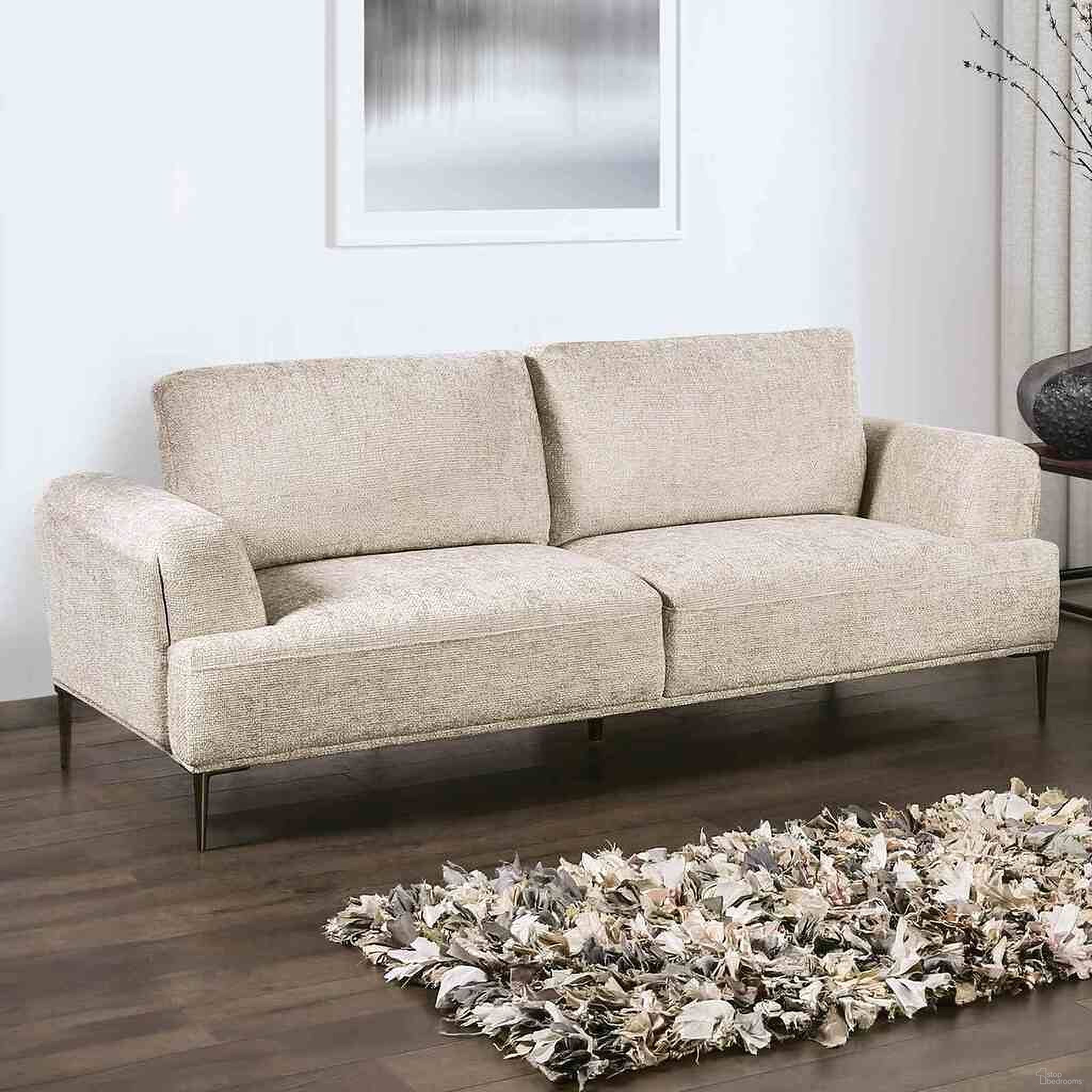 The appearance of Gladbach Sofa In Light Brown designed by Furniture of America in the modern / contemporary interior design. This light brown piece of furniture was selected by 1StopBedrooms from Gladbach Collection to add a touch of cosiness and style into your home. Sku: FM63007LB-SF. Material: Chenille.