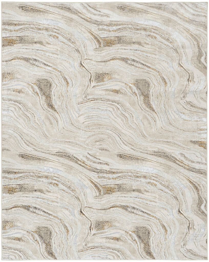 Glam 9' x 12' Modern Indoor Rug In Grey and Gold