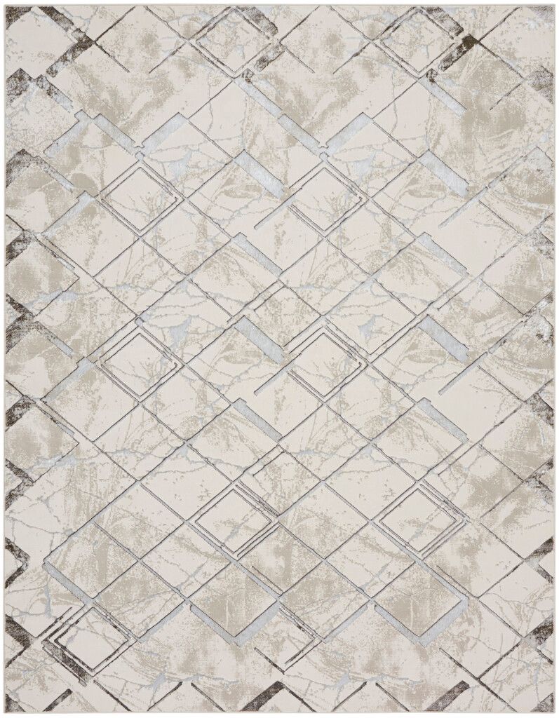 Glam 9' x 12' Indoor Rug In Ivory and Grey