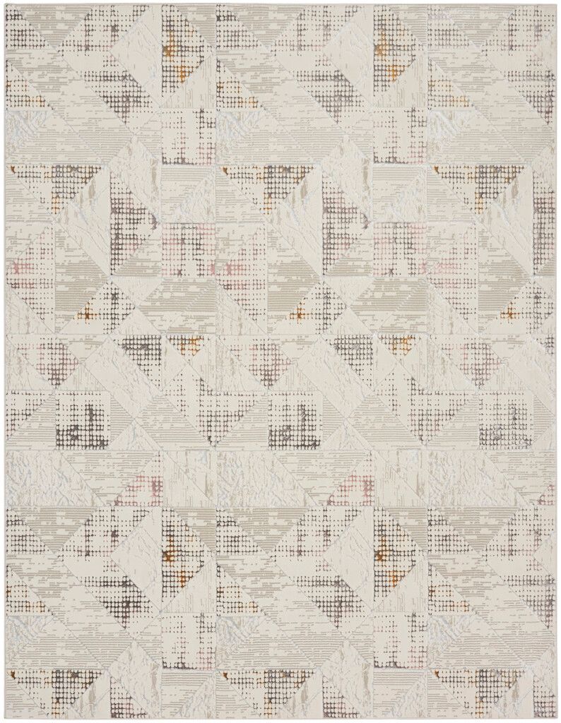 Glam 9' x 12' Contemporary Indoor Rug In Ivory and Multi