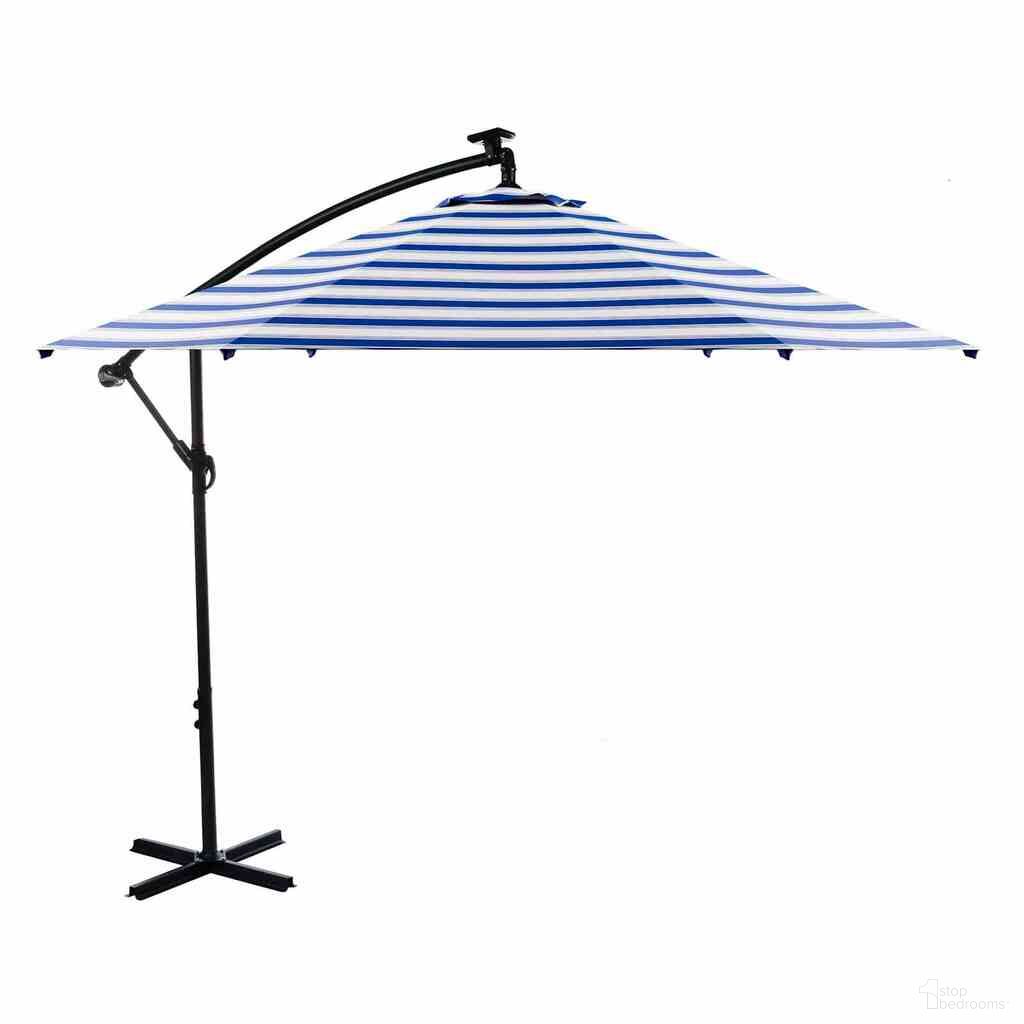 The appearance of Glam Cantilever Umbrella with LED and Base In Blue and White designed by Furniture of America in the modern / contemporary interior design. This black/white/blue piece of furniture was selected by 1StopBedrooms from Glam Collection to add a touch of cosiness and style into your home. Sku: GM-3003BL;GM-3006. Material: Metal.