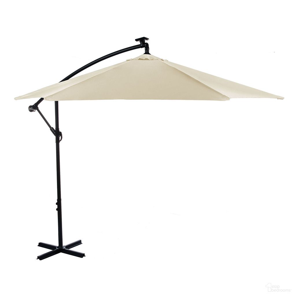 The appearance of Glam Cantilever Umbrella with Led and Base In Canvas Stone designed by Furniture of America in the modern / contemporary interior design. This canvas stone piece of furniture  was selected by 1StopBedrooms from Glam Collection to add a touch of cosiness and style into your home. Sku: GM-3003CS;GM-3006. Material: Steel.