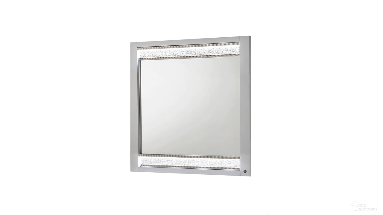 The appearance of Glam Mirror In White designed by Galaxy Home Furnishings in the modern / contemporary interior design. This white piece of furniture  was selected by 1StopBedrooms from Glam Collection to add a touch of cosiness and style into your home. Sku: 601955555586. Material: Solid Wood.