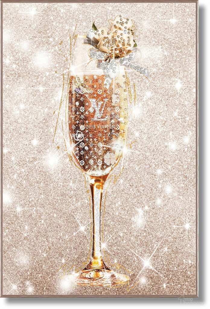 Glamalicious Bubbly with Rocks Framed Art Wall Art In Rose Gold
