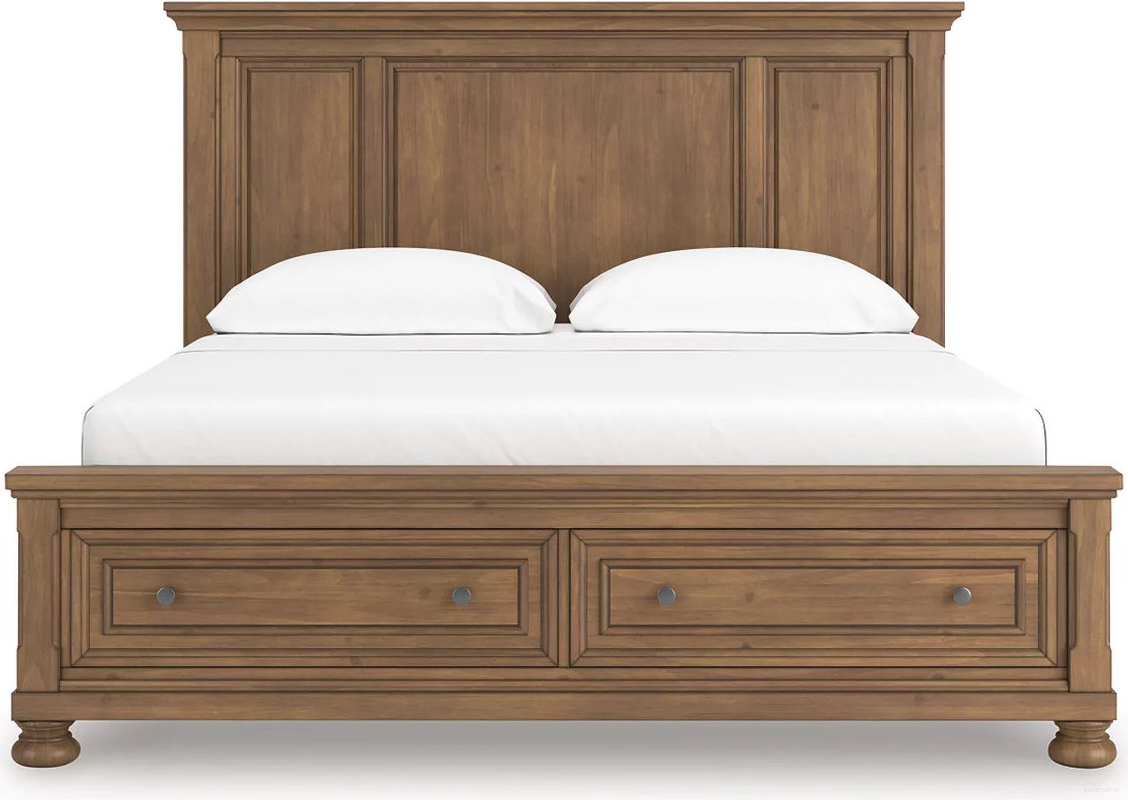 The appearance of Glarrison California King Panel Storage Bed In Medium Brown designed by Signature Design by Ashley in the transitional interior design. This medium brown piece of furniture was selected by 1StopBedrooms from Glarrison Collection to add a touch of cosiness and style into your home. Sku: NCB779-58;NCB779-76;NCB779-95. Bed Type: Storage Bed. Bed Size: California King.