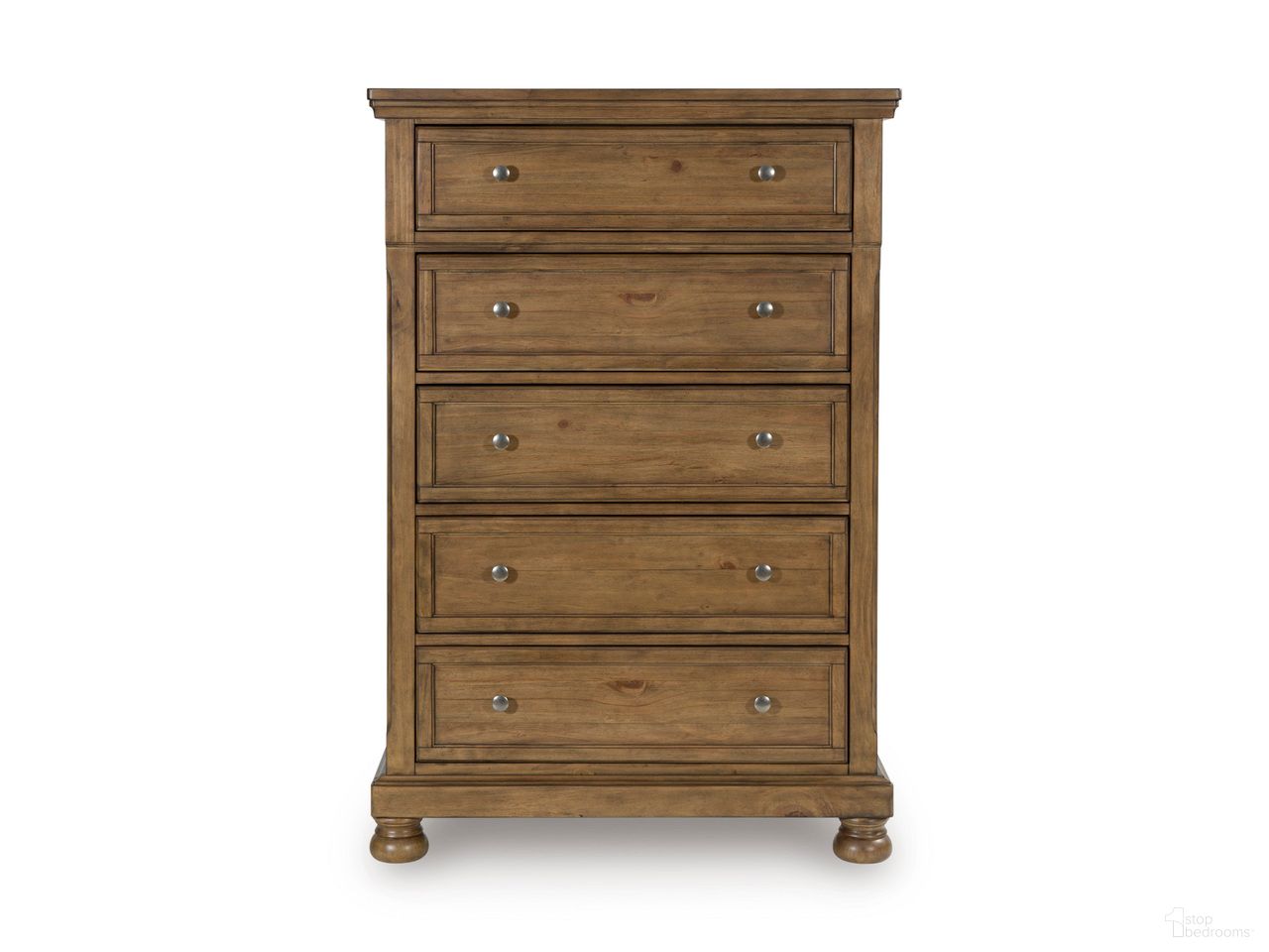 The appearance of Glarrison Chest of Drawers In Medium Brown designed by Signature Design by Ashley in the transitional interior design. This medium brown piece of furniture  was selected by 1StopBedrooms from Glarrison Collection to add a touch of cosiness and style into your home. Sku: NCB779-46. Material: Wood.