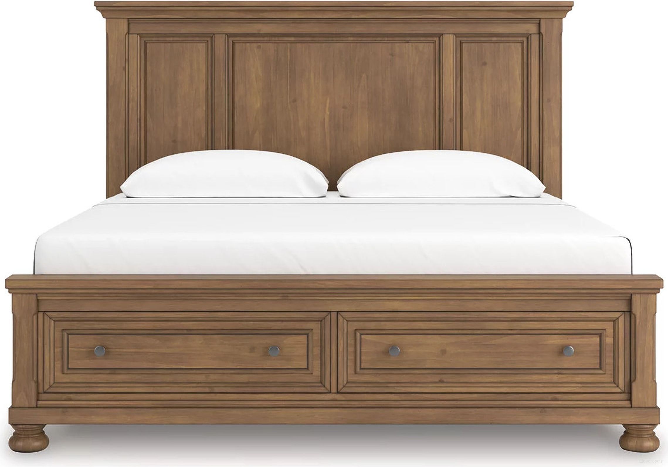 The appearance of Glarrison King Panel Storage Bed In Medium Brown designed by Signature Design by Ashley in the transitional interior design. This medium brown piece of furniture  was selected by 1StopBedrooms from Glarrison Collection to add a touch of cosiness and style into your home. Sku: NCB779-58;NCB779-76;NCB779-99. Bed Type: Storage Bed. Bed Size: King.