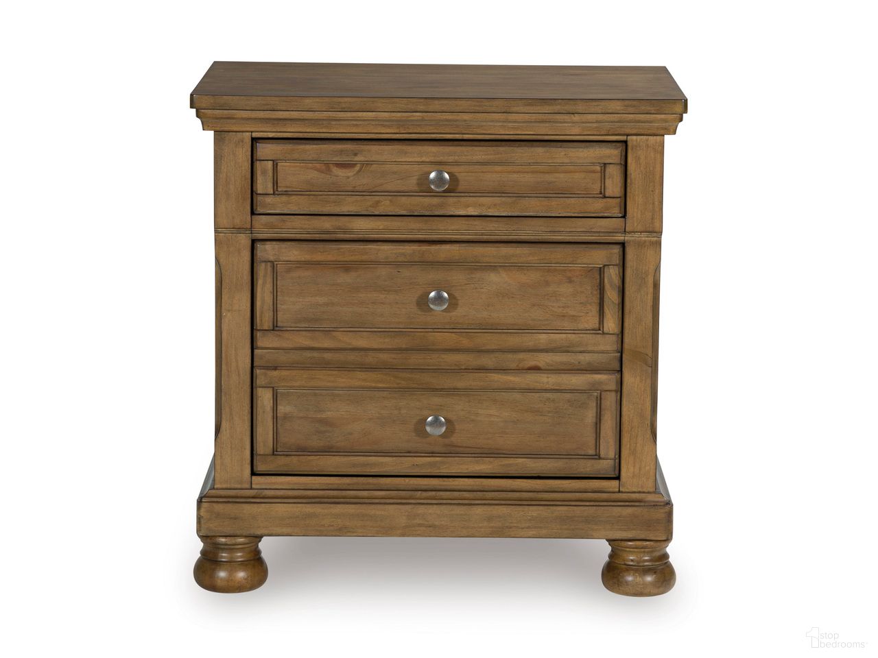 The appearance of Glarrison Nightstand In Medium Brown designed by Signature Design by Ashley in the transitional interior design. This medium brown piece of furniture was selected by 1StopBedrooms from Glarrison Collection to add a touch of cosiness and style into your home. Sku: NCB779-92. Material: Wood.