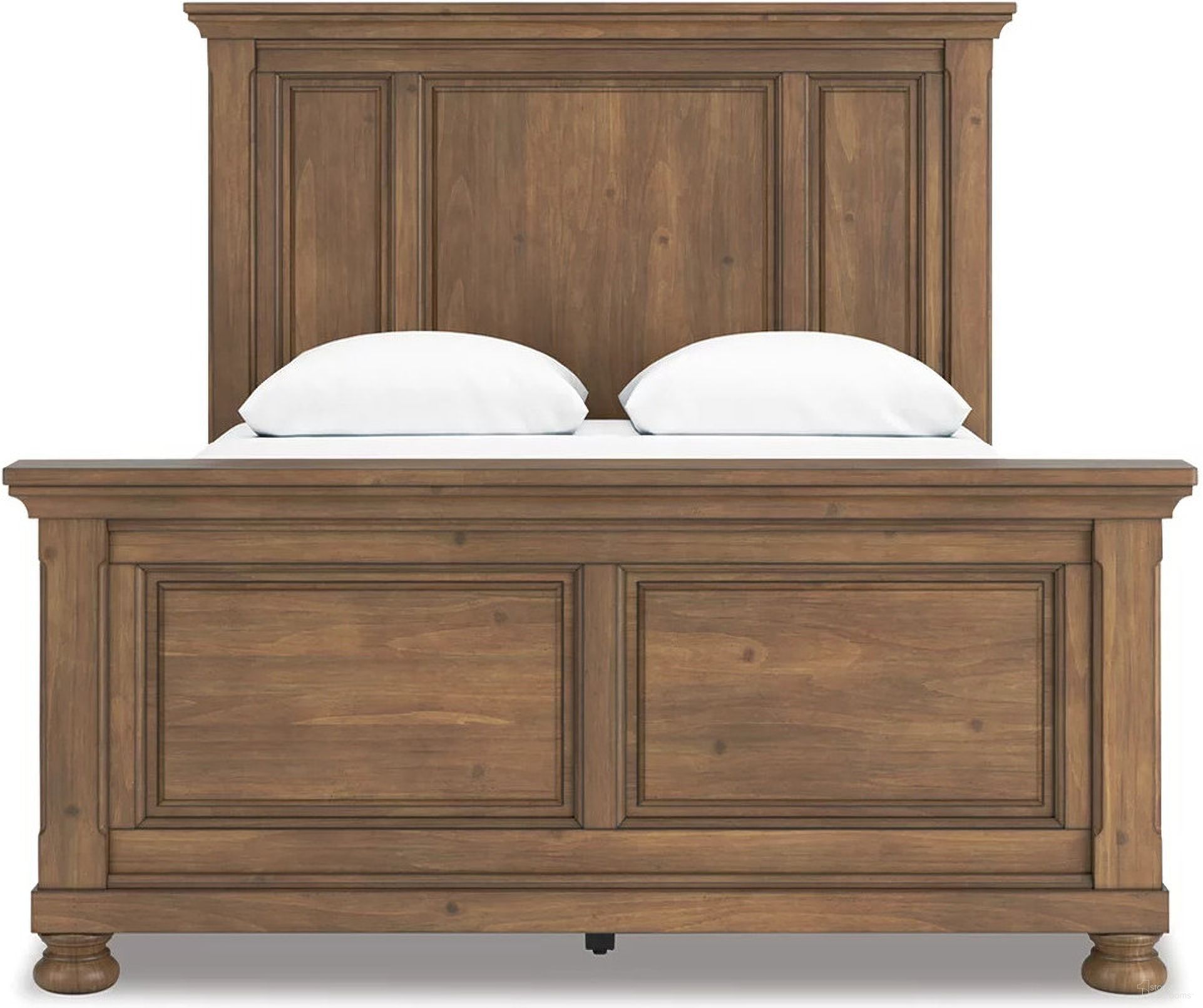 The appearance of Glarrison Queen Panel Bed In Medium Brown designed by Signature Design by Ashley in the transitional interior design. This medium brown piece of furniture  was selected by 1StopBedrooms from Glarrison Collection to add a touch of cosiness and style into your home. Sku: NCB779-54;NCB779-57;NCB779-96. Bed Type: Panel Bed. Bed Size: Queen.