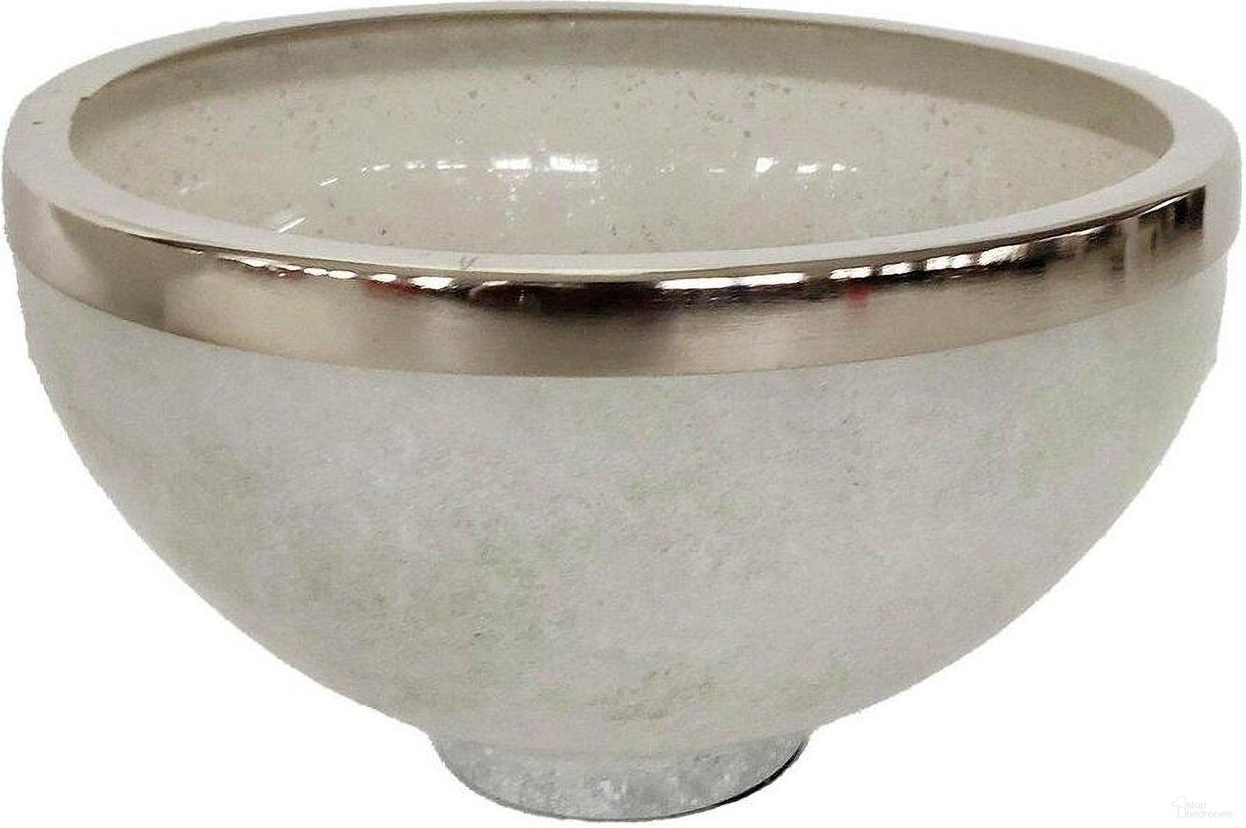 Glass 10 Inch Bowl With Ring Decor In White