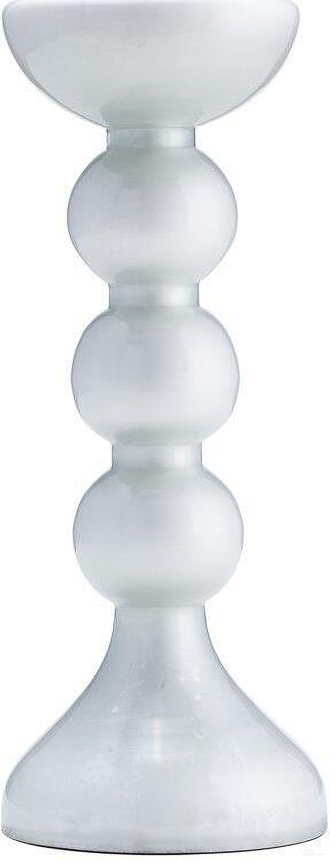 Glass 13 Inch Bubbly Candle Holder In White Enam