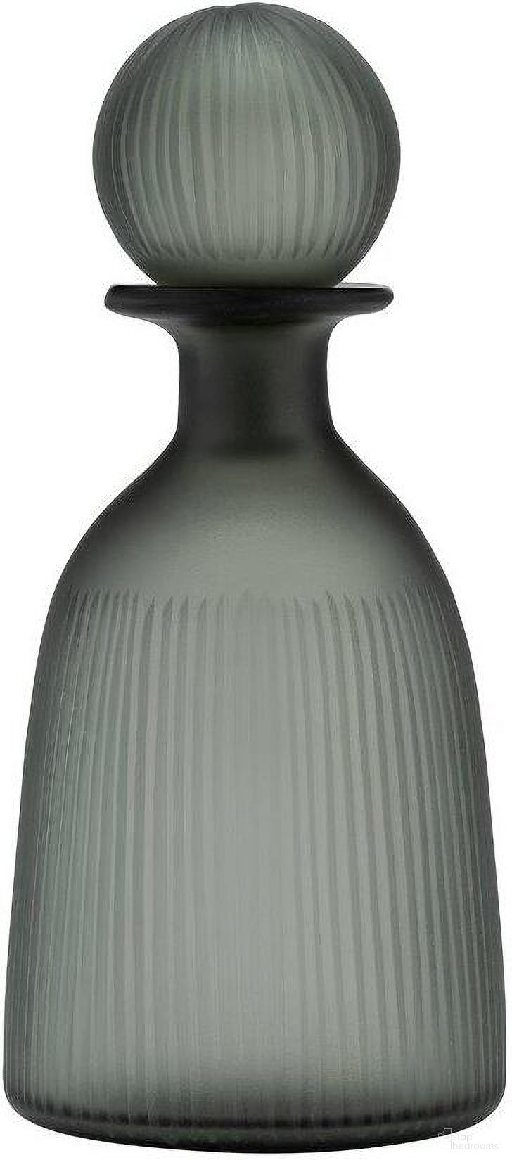 Glass 13 Inch Vase With Lid In Green And Smoke