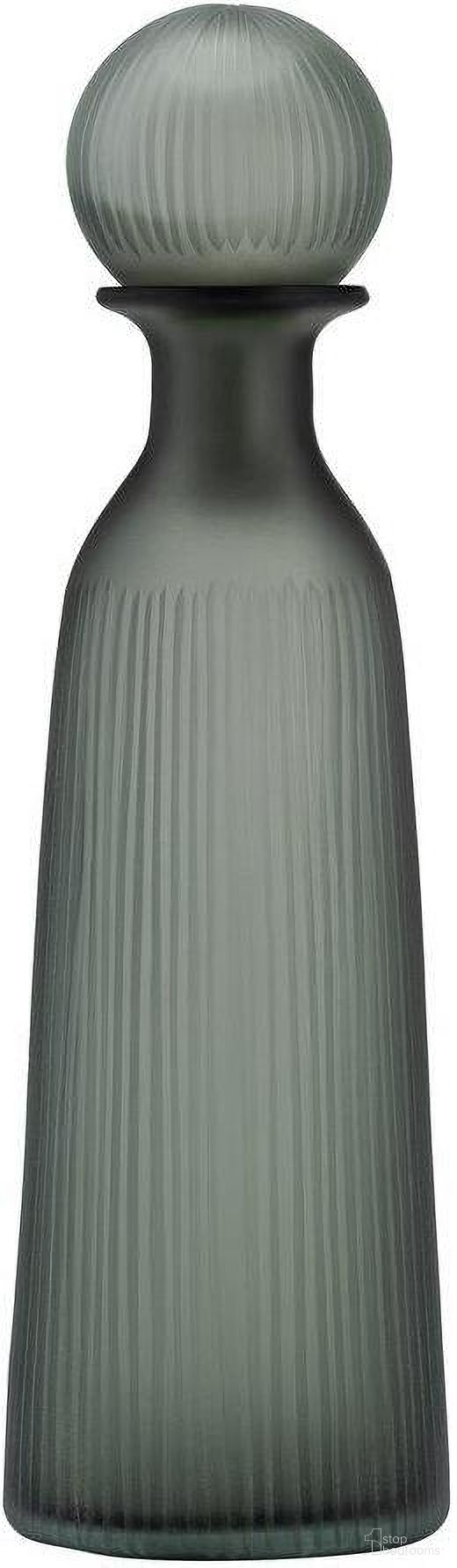 Glass 17 Inch Vase With Lid In Green And Smoke