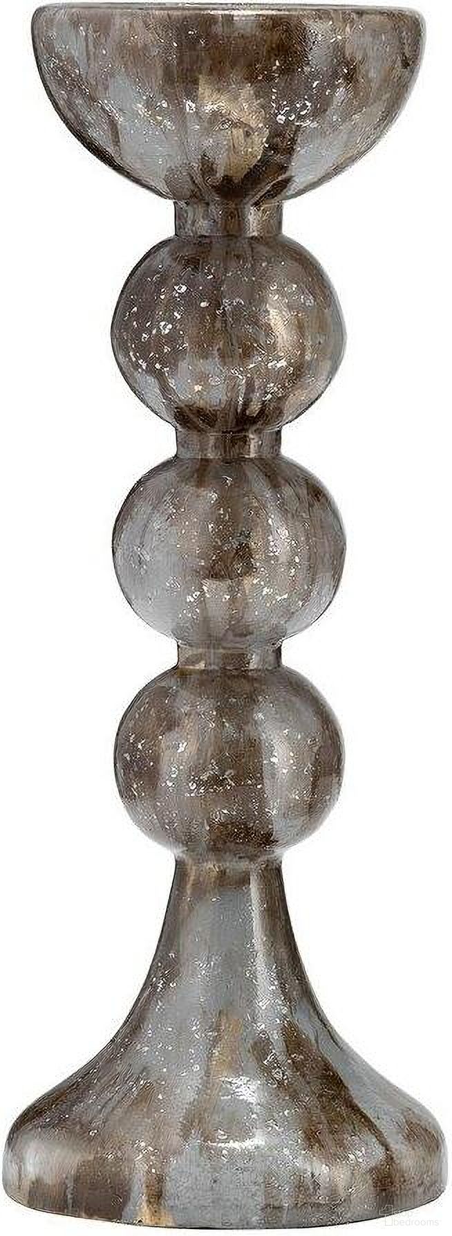 Glass 18 Inch Bubbly Candle Holder In Brown