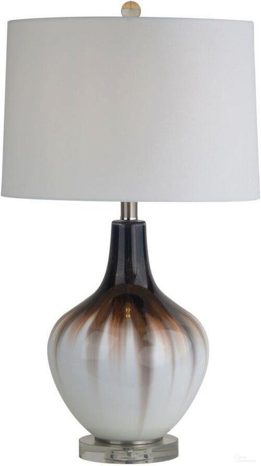 Glass 26 Inch 2-Tone Bottle Table Lamp In White